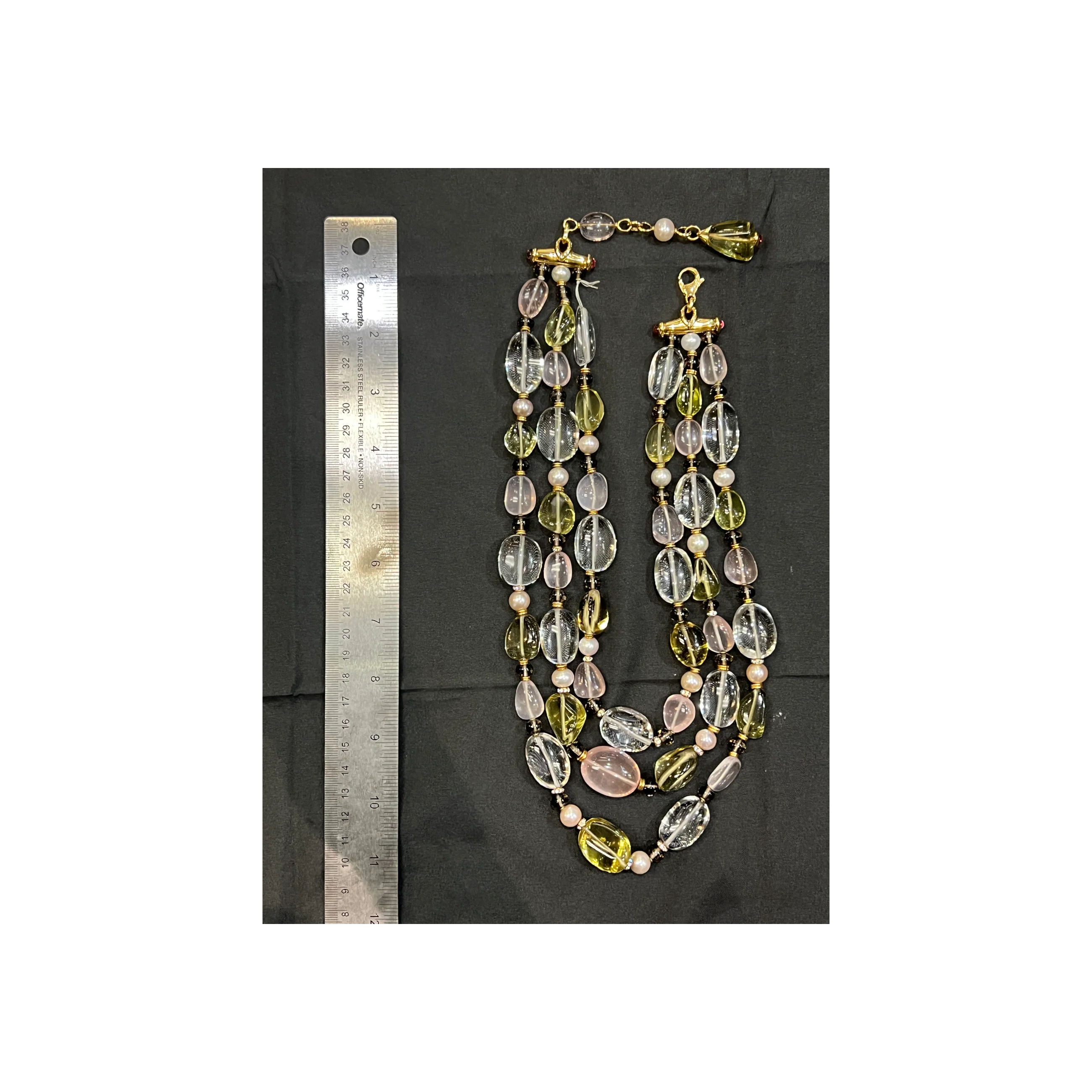 Bvlgari Rock Crystal Rose Quartz and Peridot Bead Necklace - Image 4