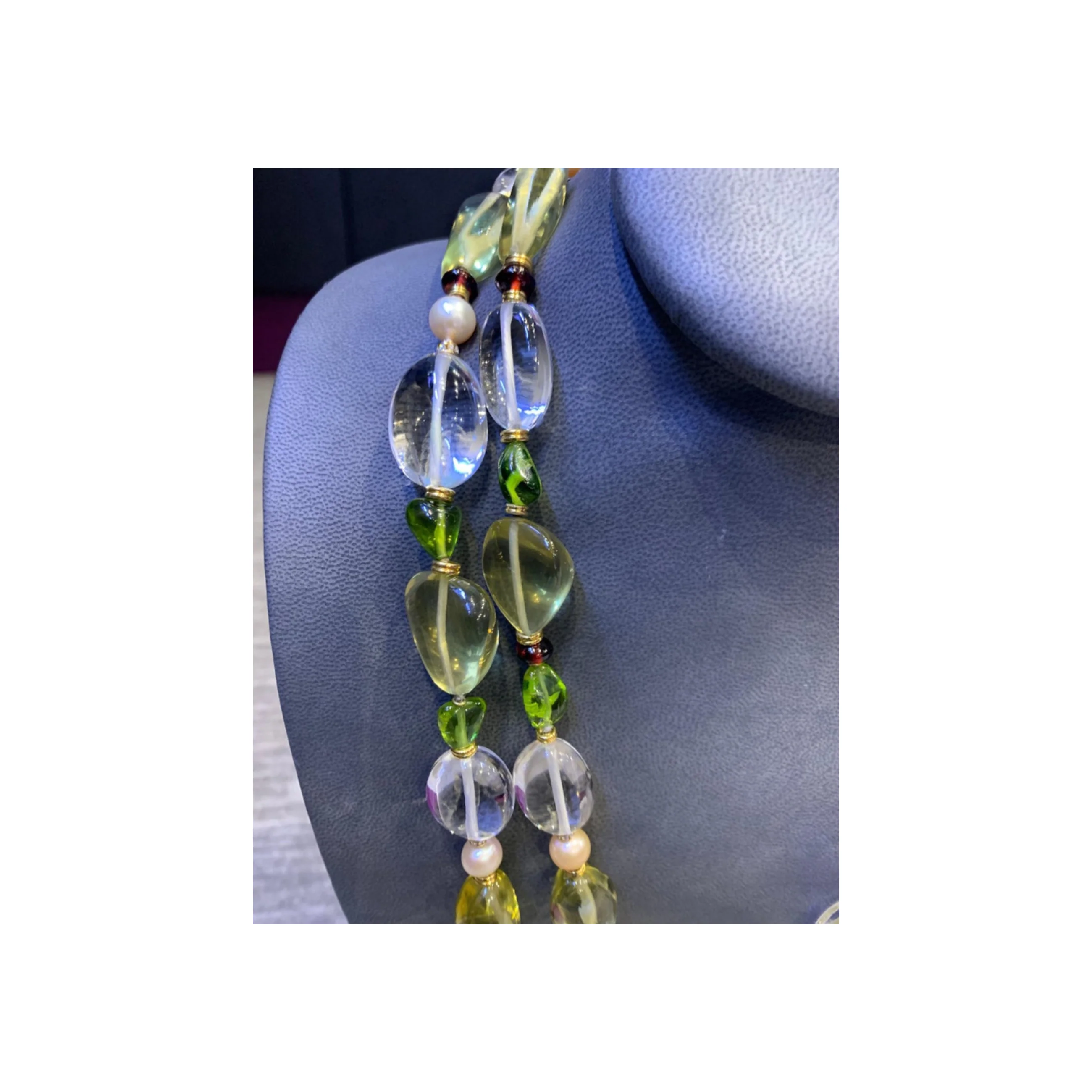 Bvlgari Rock Crystal Tourmaline & Peridot Bead Necklace - Image 10