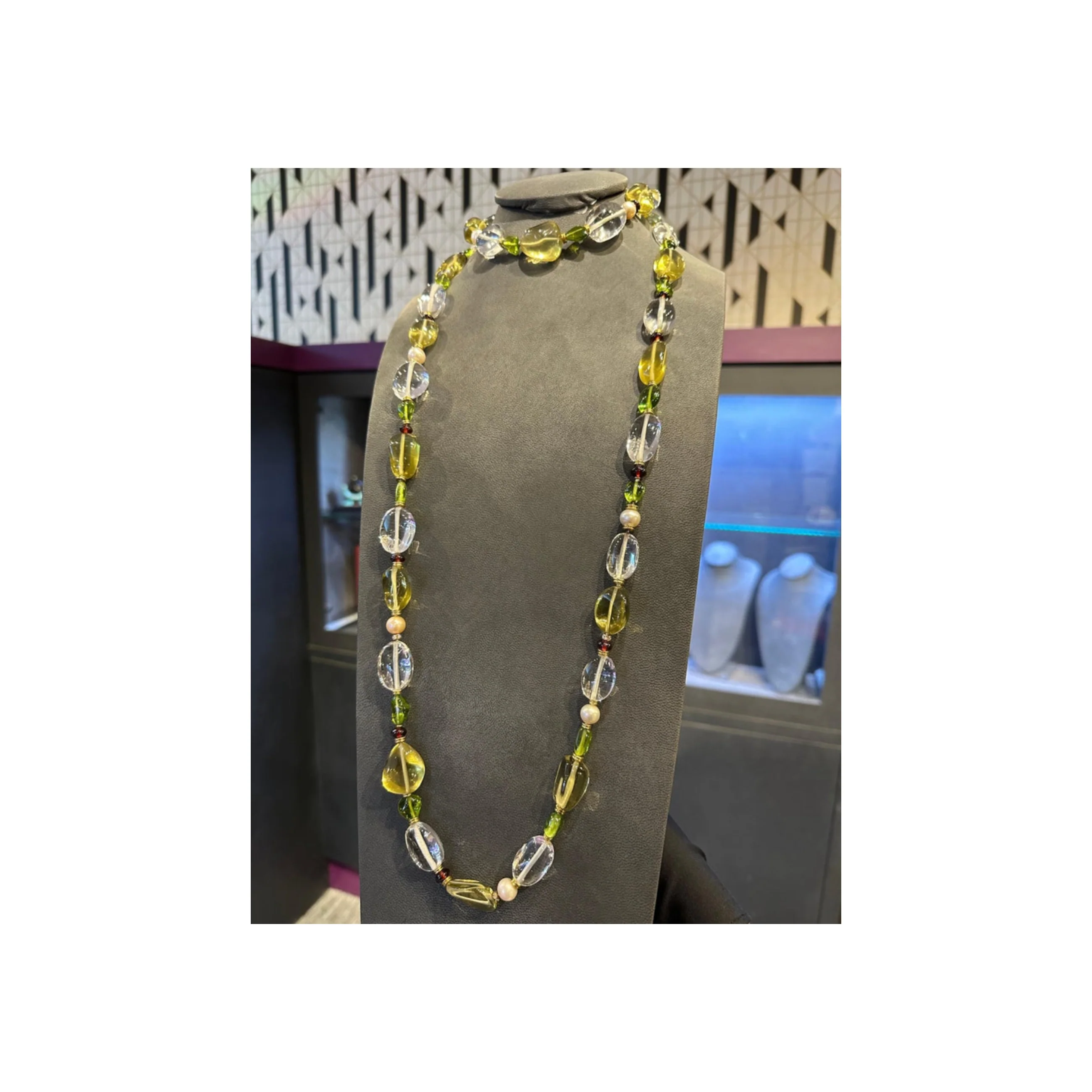 Bvlgari Rock Crystal Tourmaline & Peridot Bead Necklace - Image 12