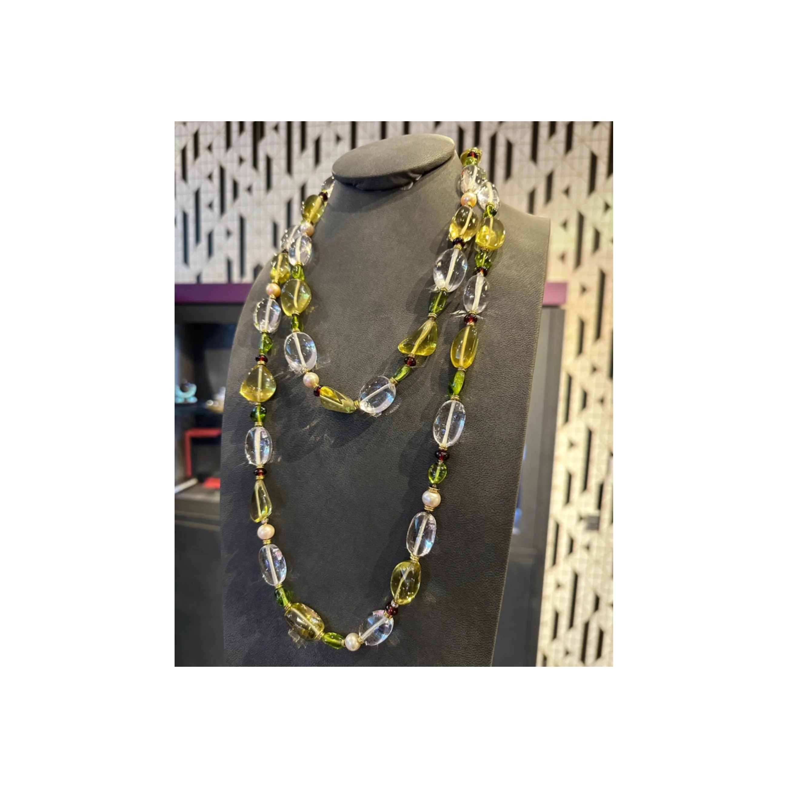 Bvlgari Rock Crystal Tourmaline & Peridot Bead Necklace - Image 13