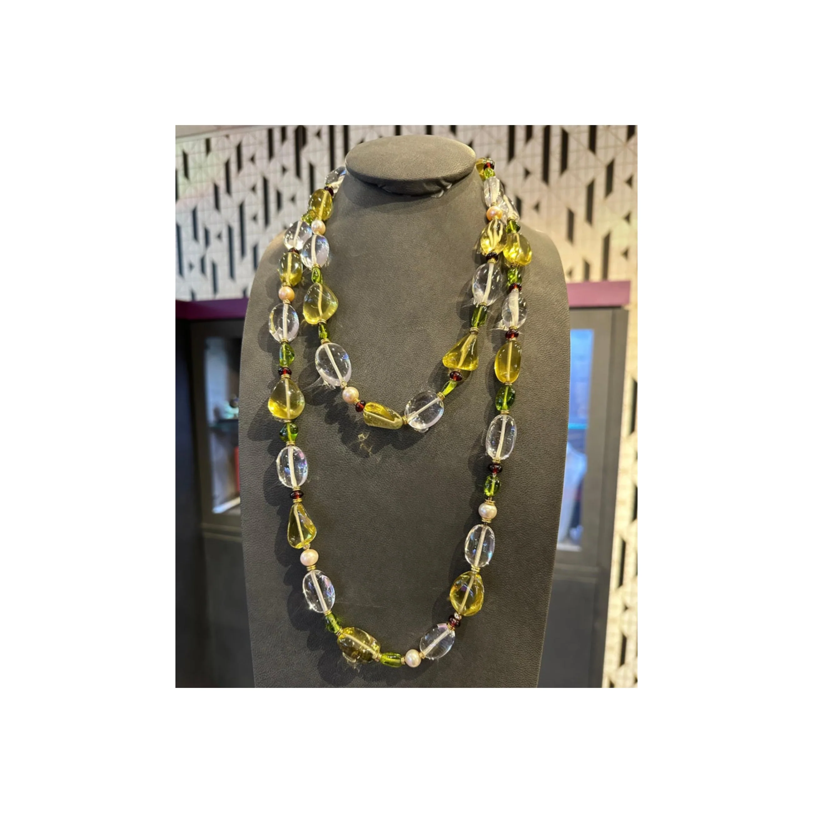 Bvlgari Rock Crystal Tourmaline & Peridot Bead Necklace - Image 14