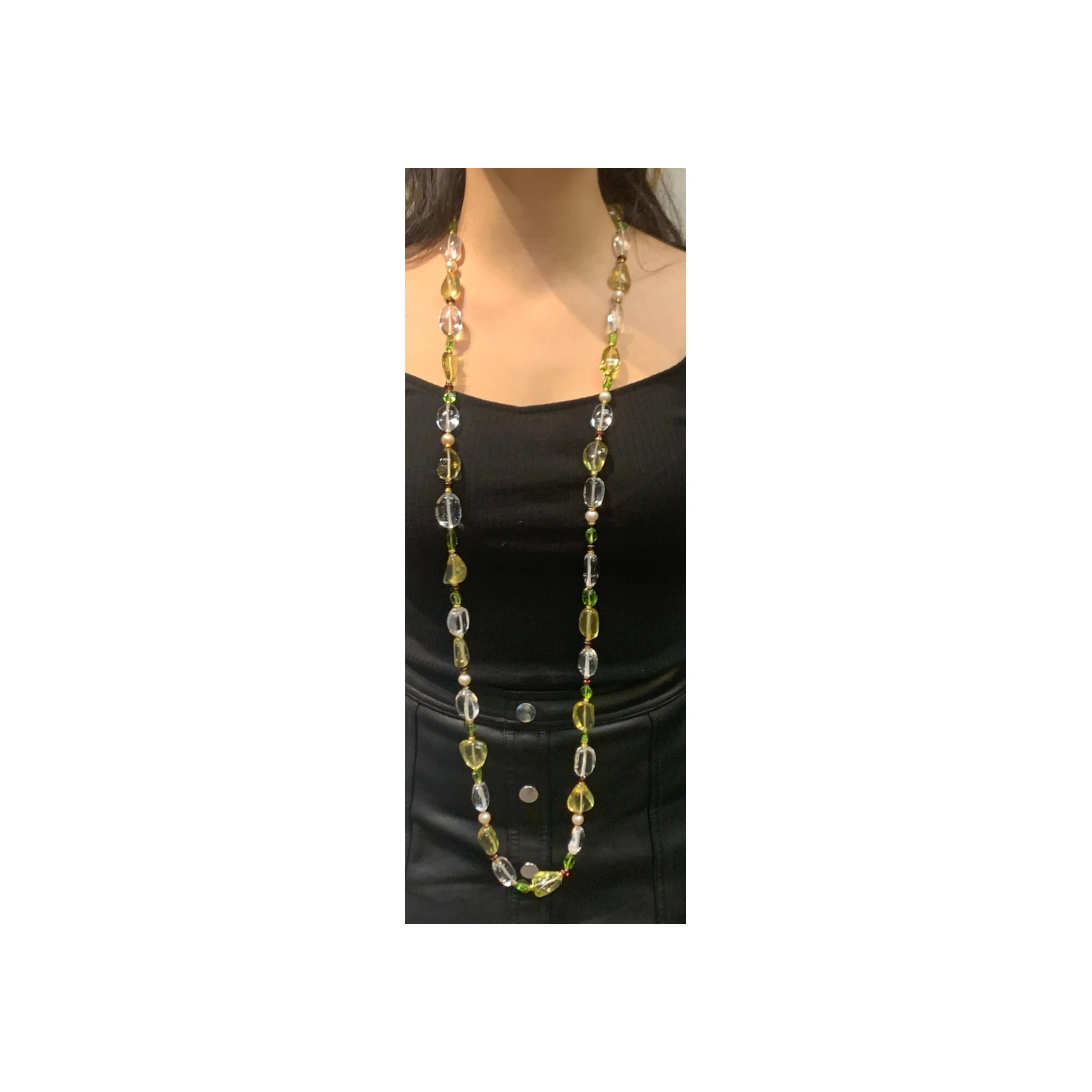 Bvlgari Rock Crystal Tourmaline & Peridot Bead Necklace - Image 4
