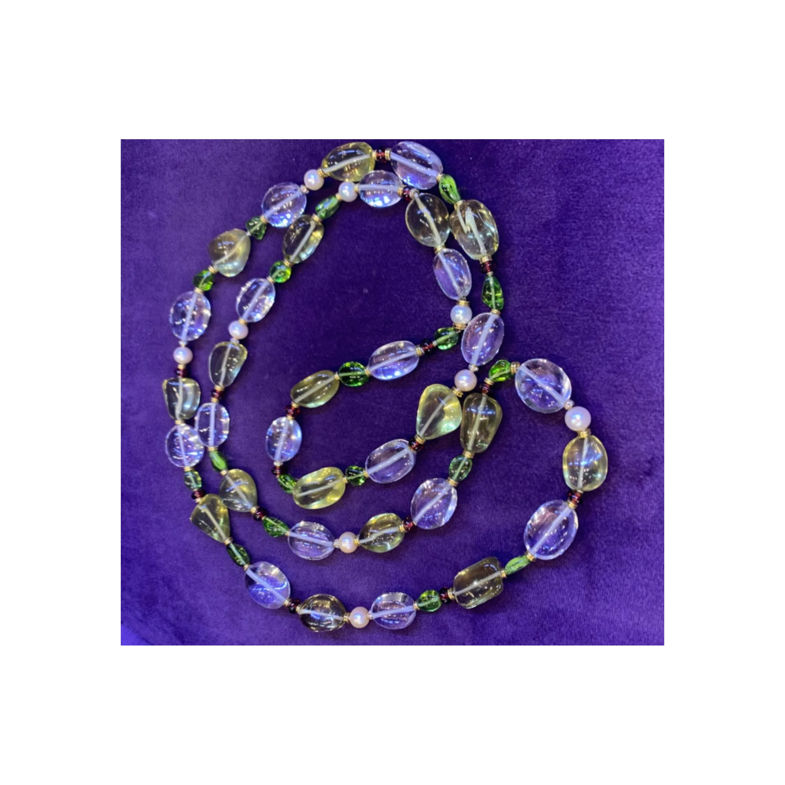 Bvlgari Rock Crystal Tourmaline & Peridot Bead Necklace - Image 7
