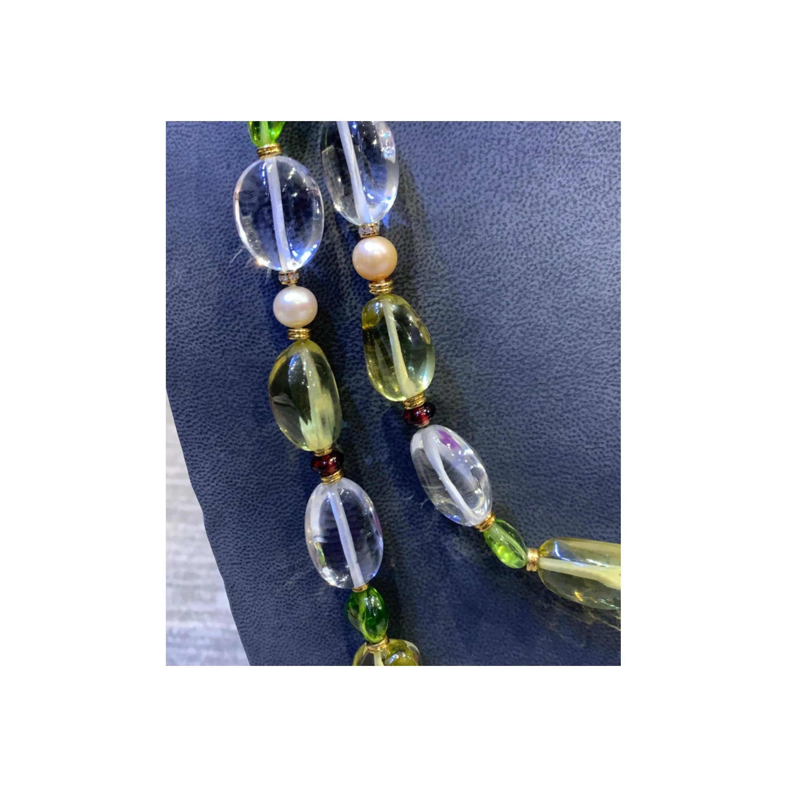 Bvlgari Rock Crystal Tourmaline & Peridot Bead Necklace - Image 8