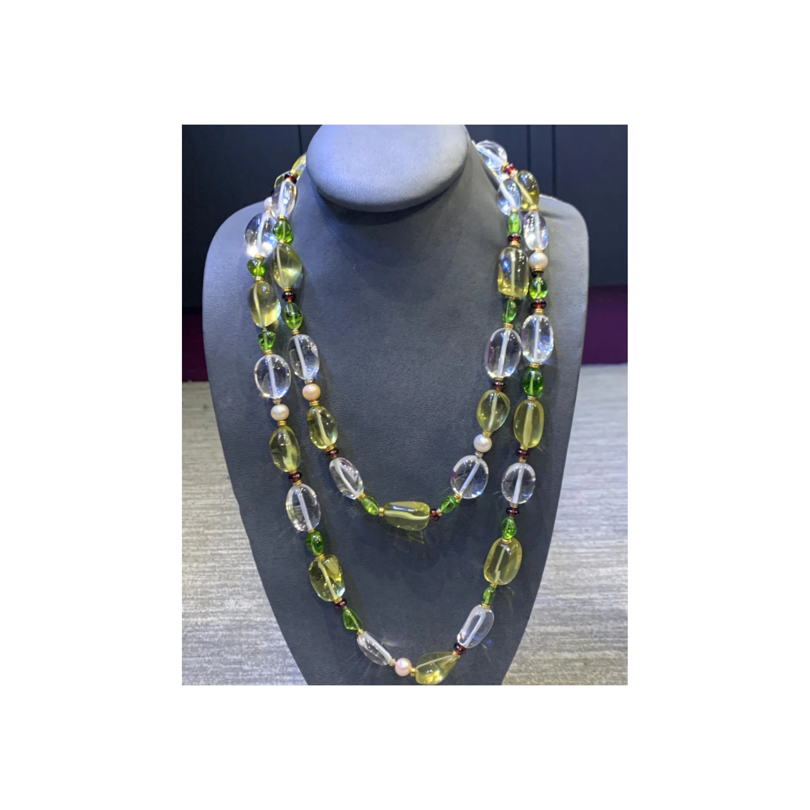 Bvlgari Rock Crystal Tourmaline & Peridot Bead Necklace - Image 9