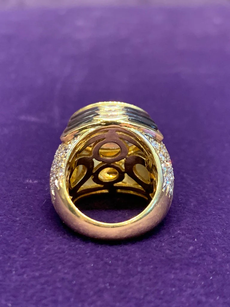 Cabochon Citrine And Mother of Pearl Diamond Ring - Image 5