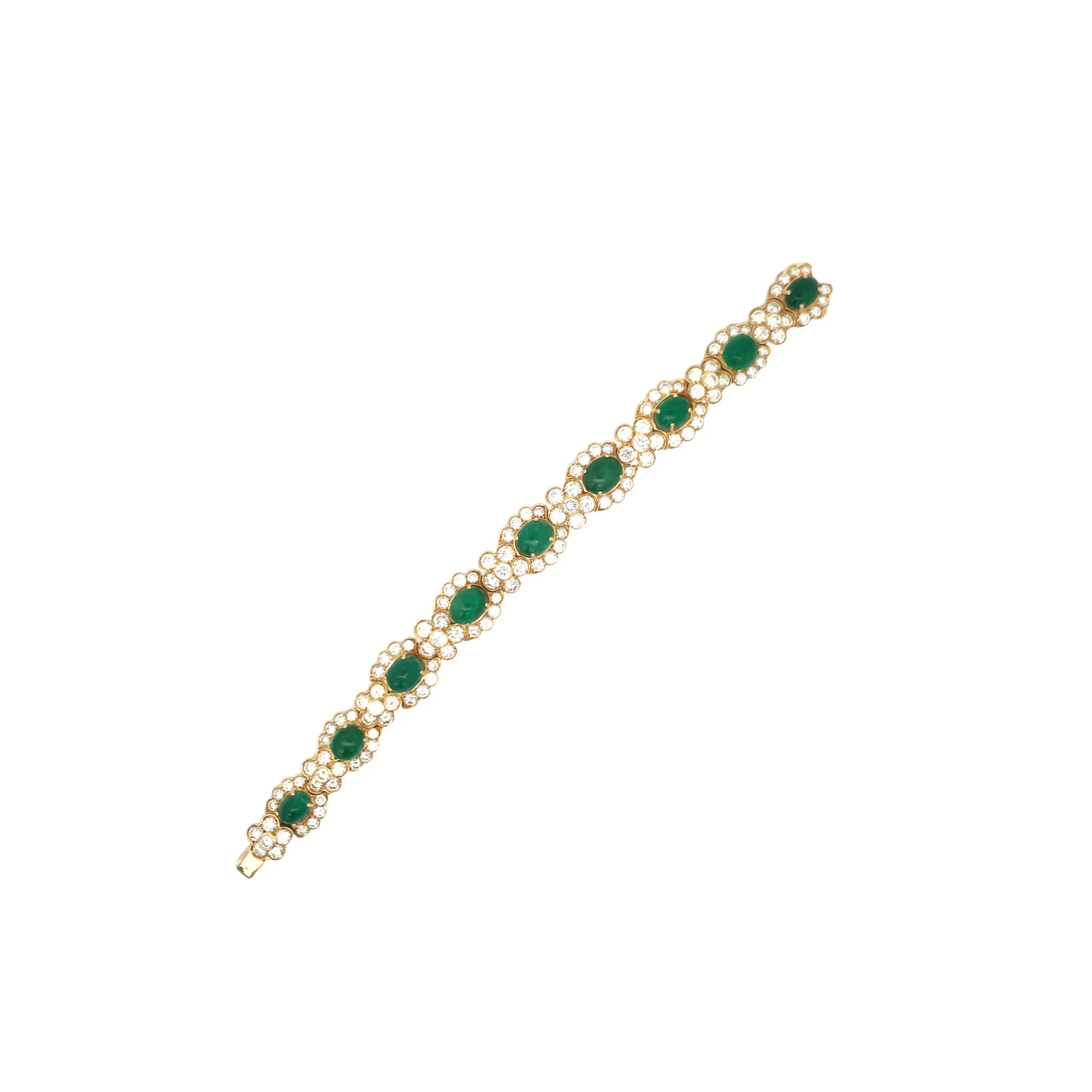 Cabochon Emerald and Diamond Bracelet