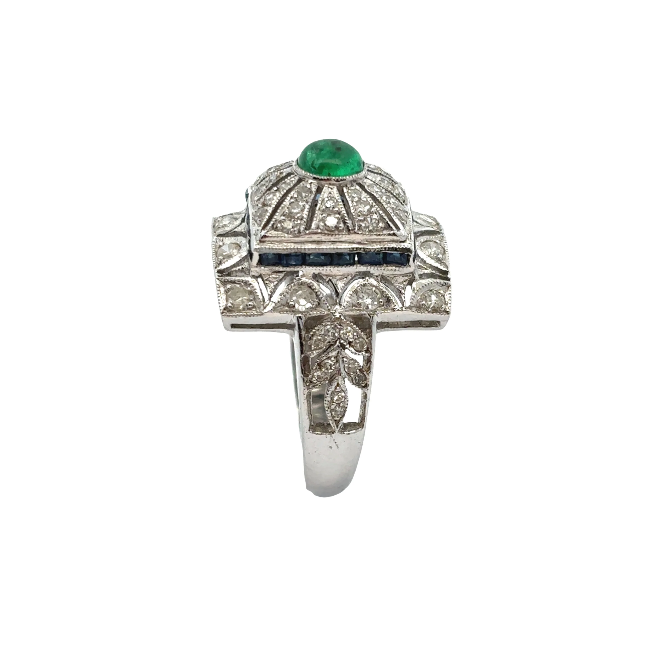 Cabochon Emerald and Diamond Ring - Image 10