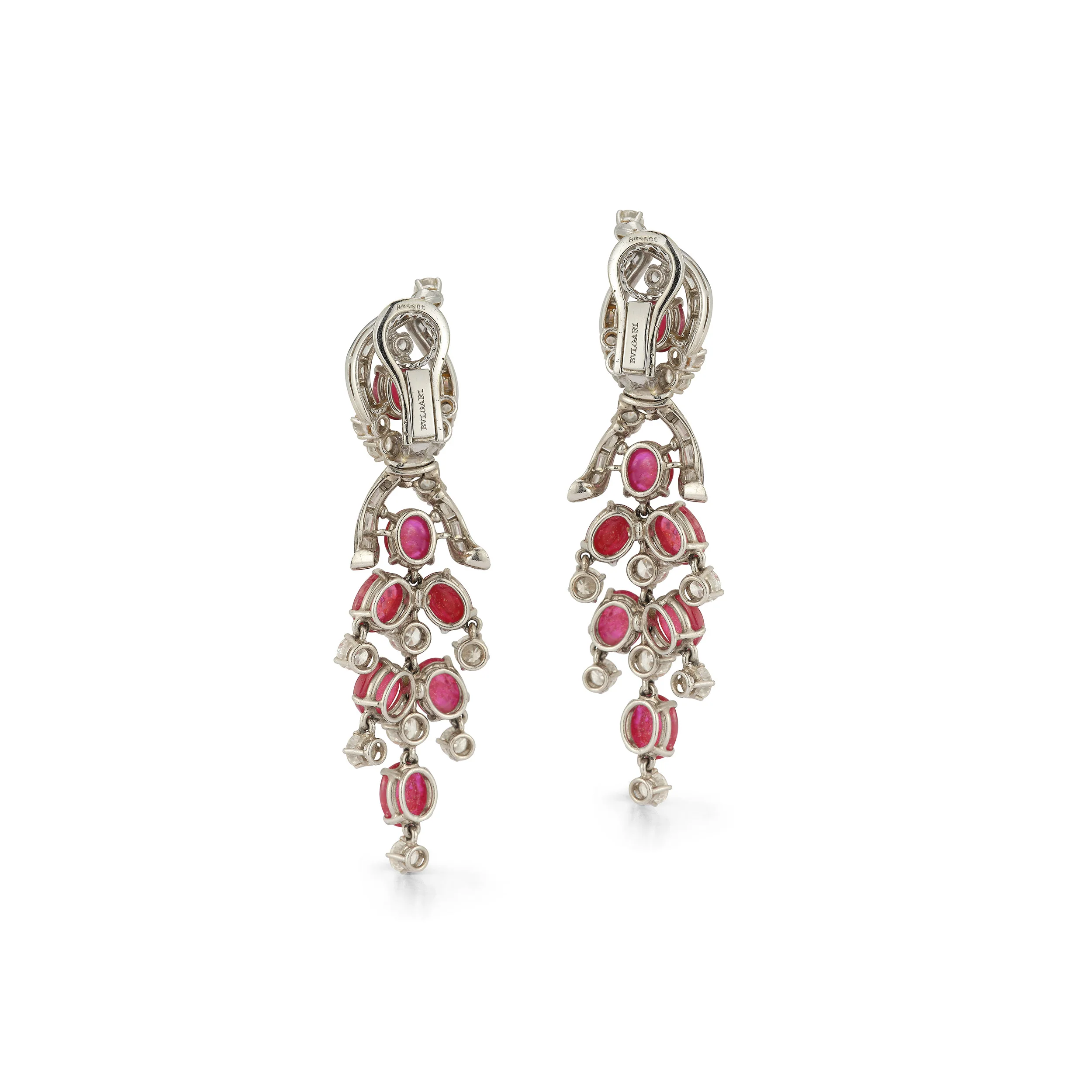 Cabochon Ruby and Diamond Earrings by Bvlgari - Image 4