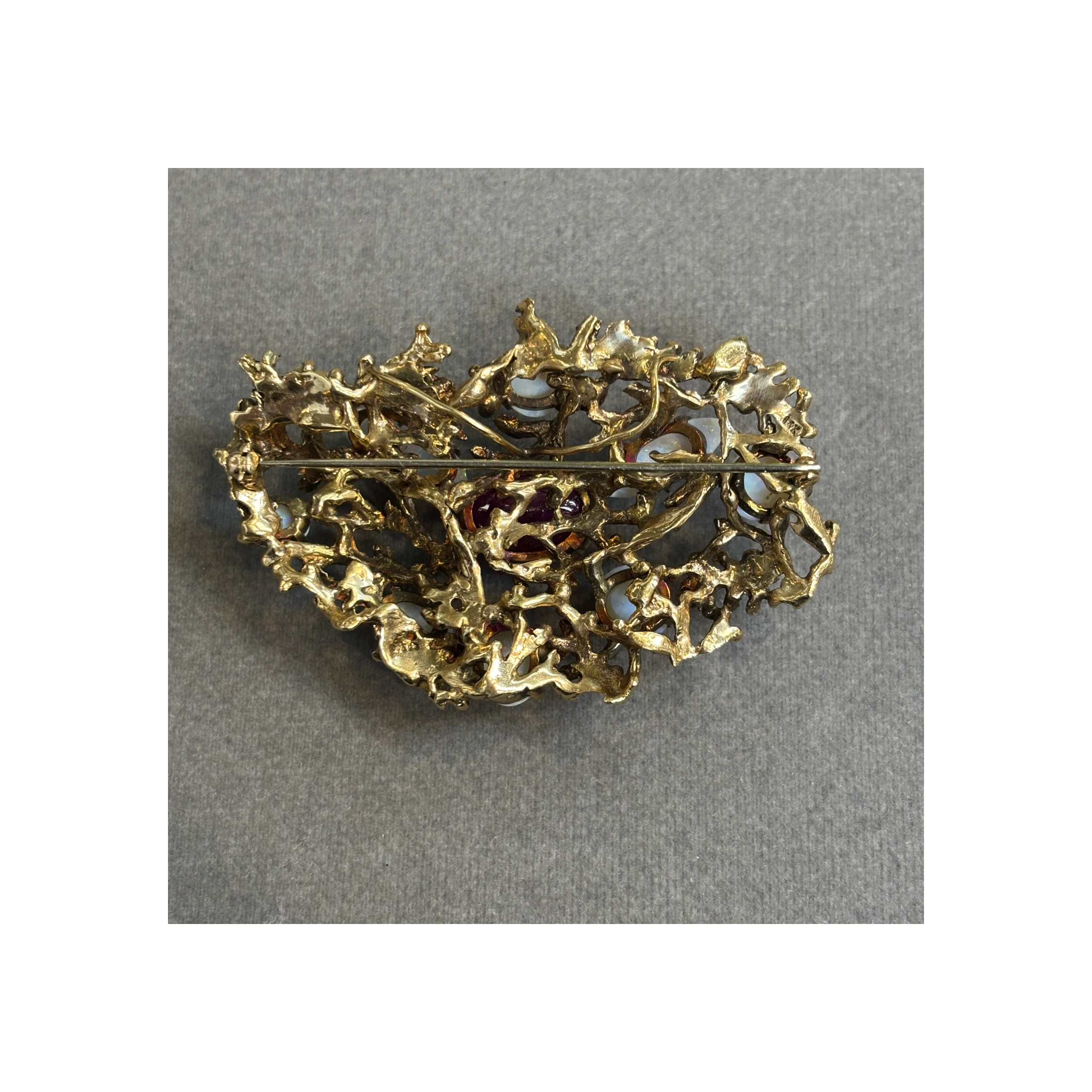 Cabochon Ruby and Opal Brooch - Image 3