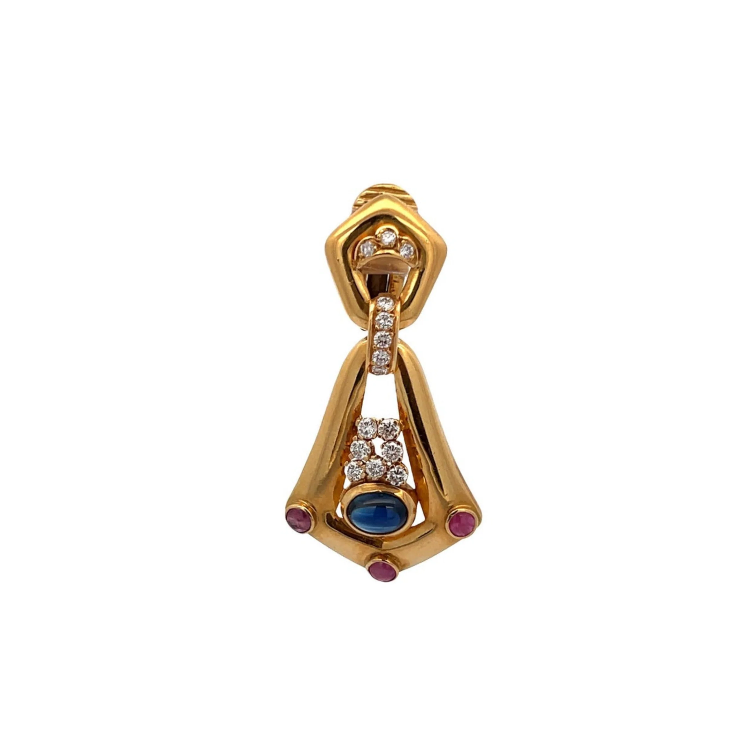 Cabochon Sapphire and Ruby Earrings - Image 5