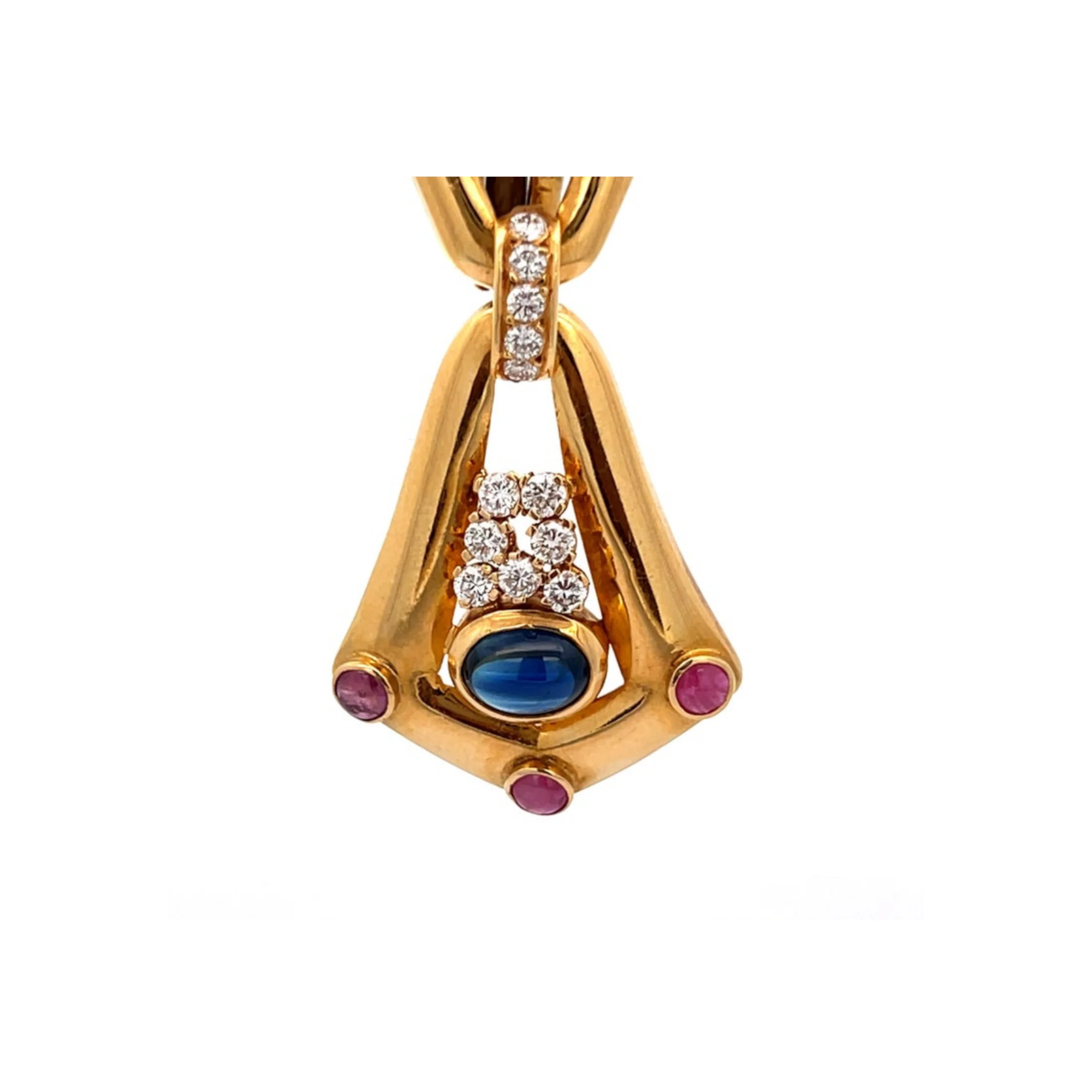 Cabochon Sapphire and Ruby Earrings - Image 7