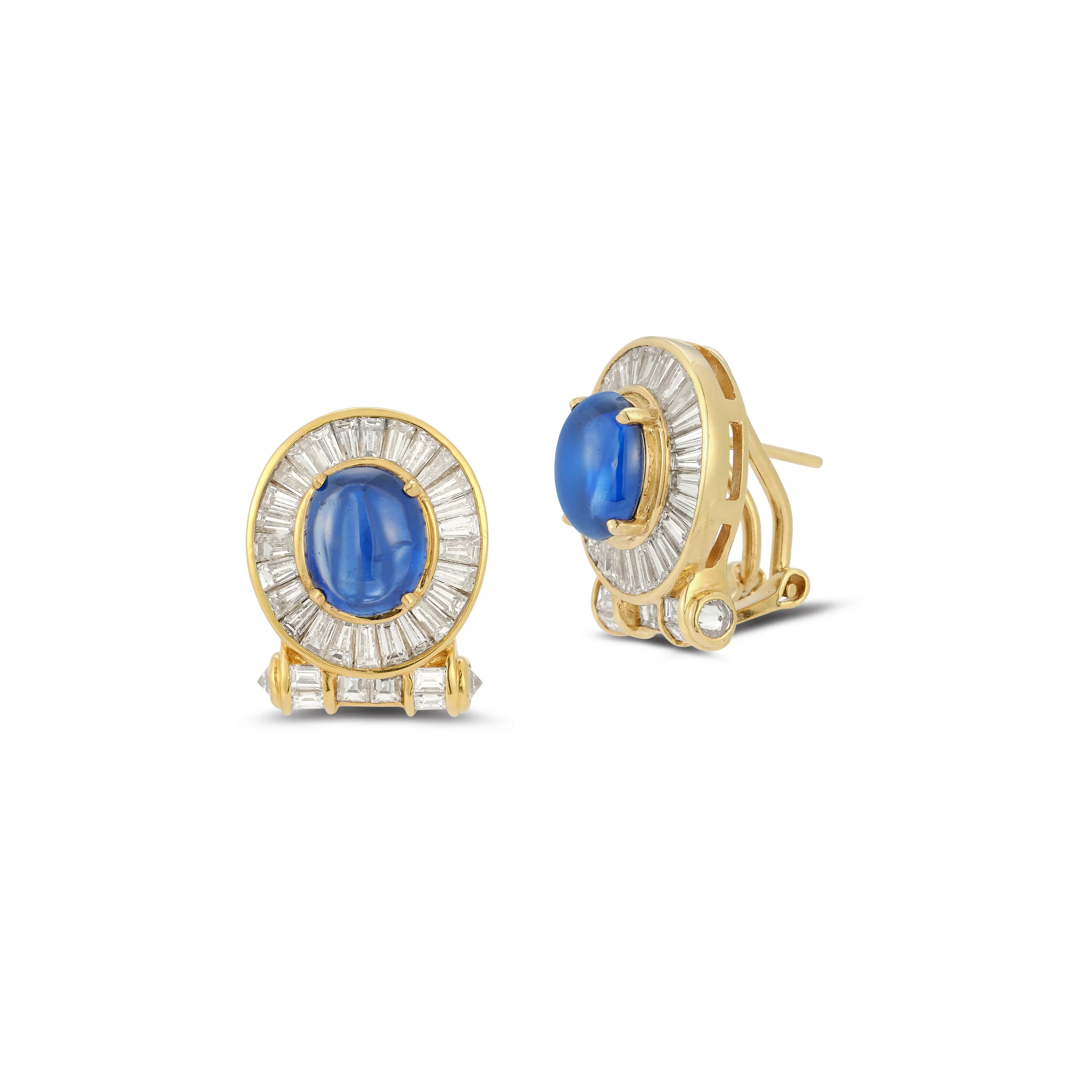 Cabochon Sapphire & Diamond Earrings - Image 3