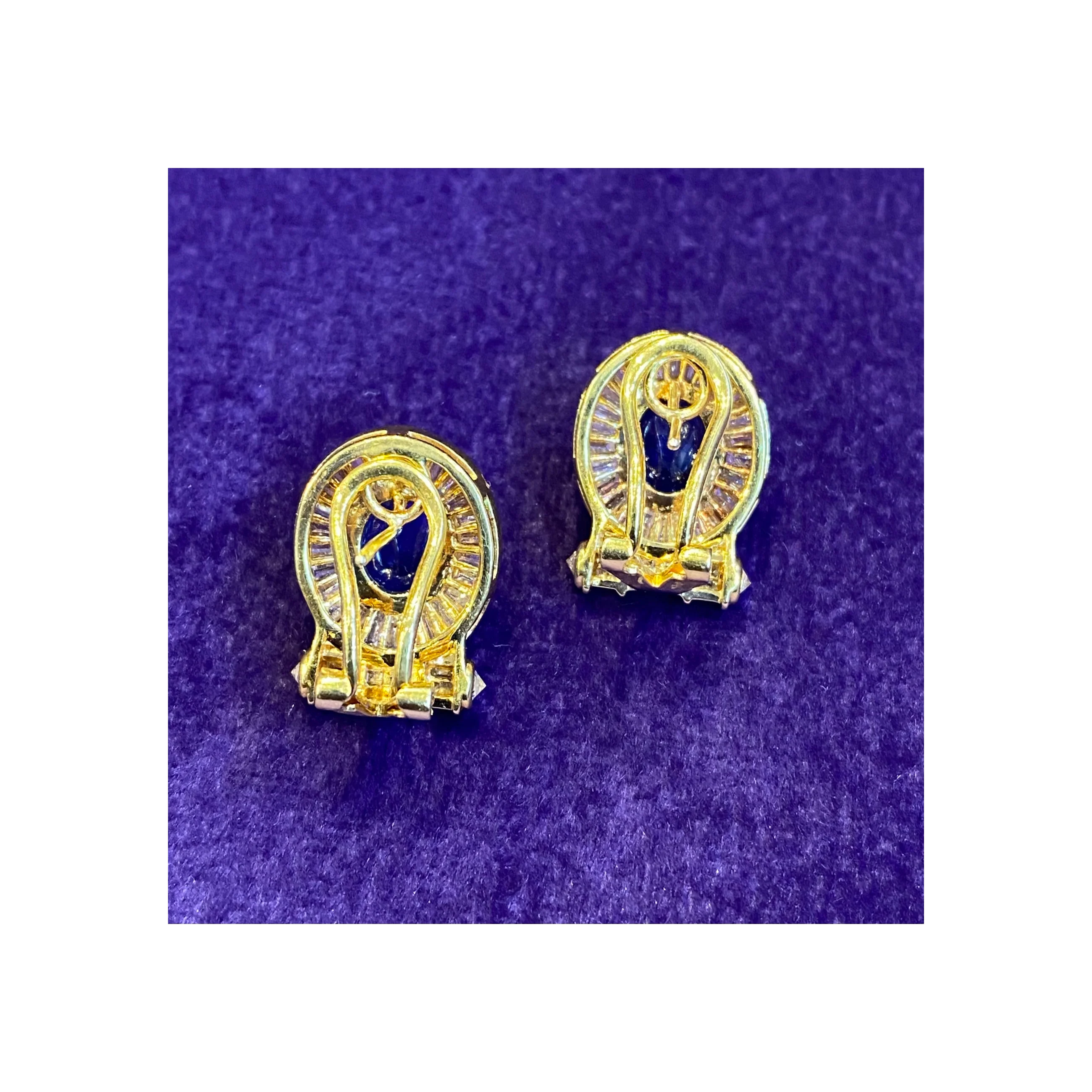 Cabochon Sapphire & Diamond Earrings - Image 6