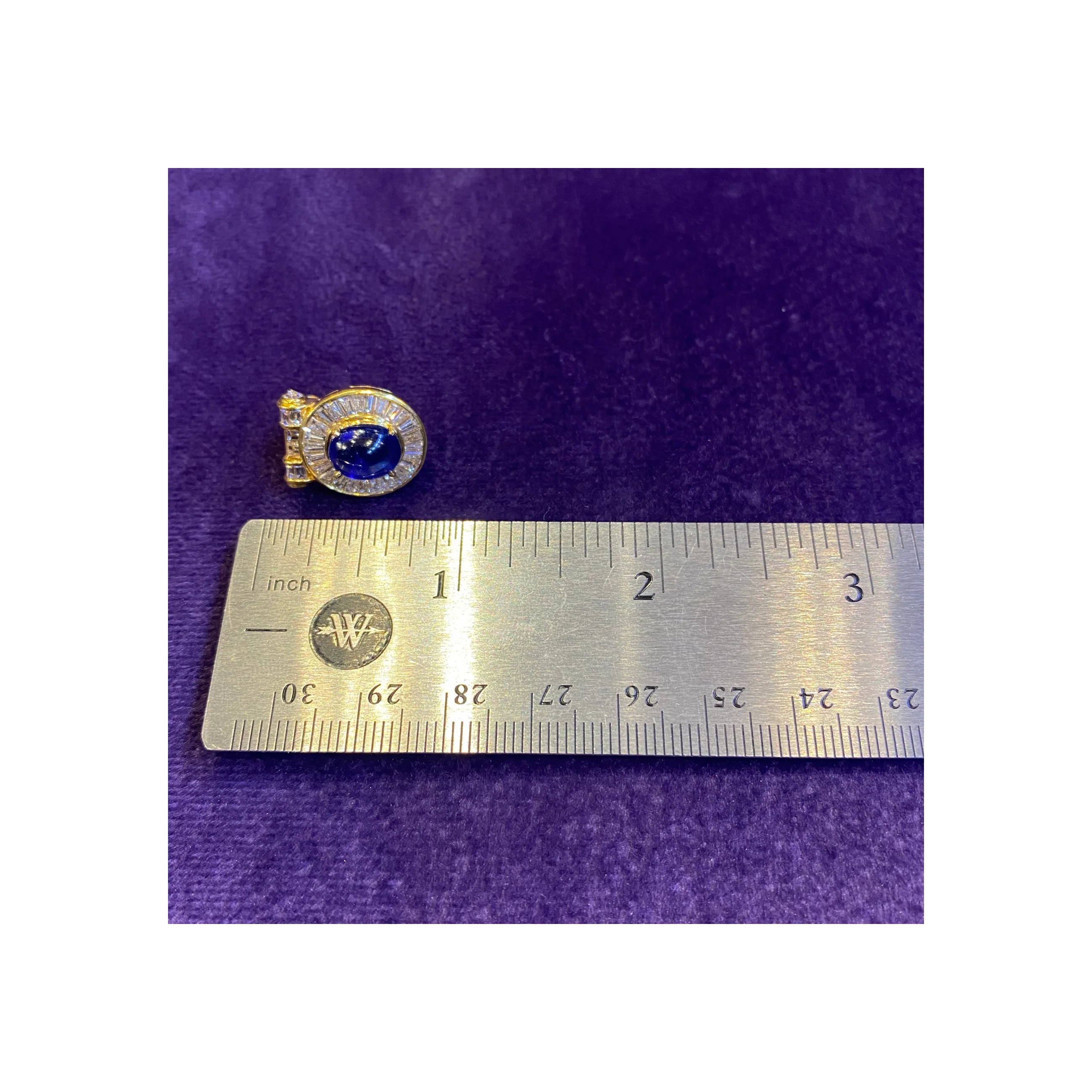 Cabochon Sapphire & Diamond Earrings - Image 9