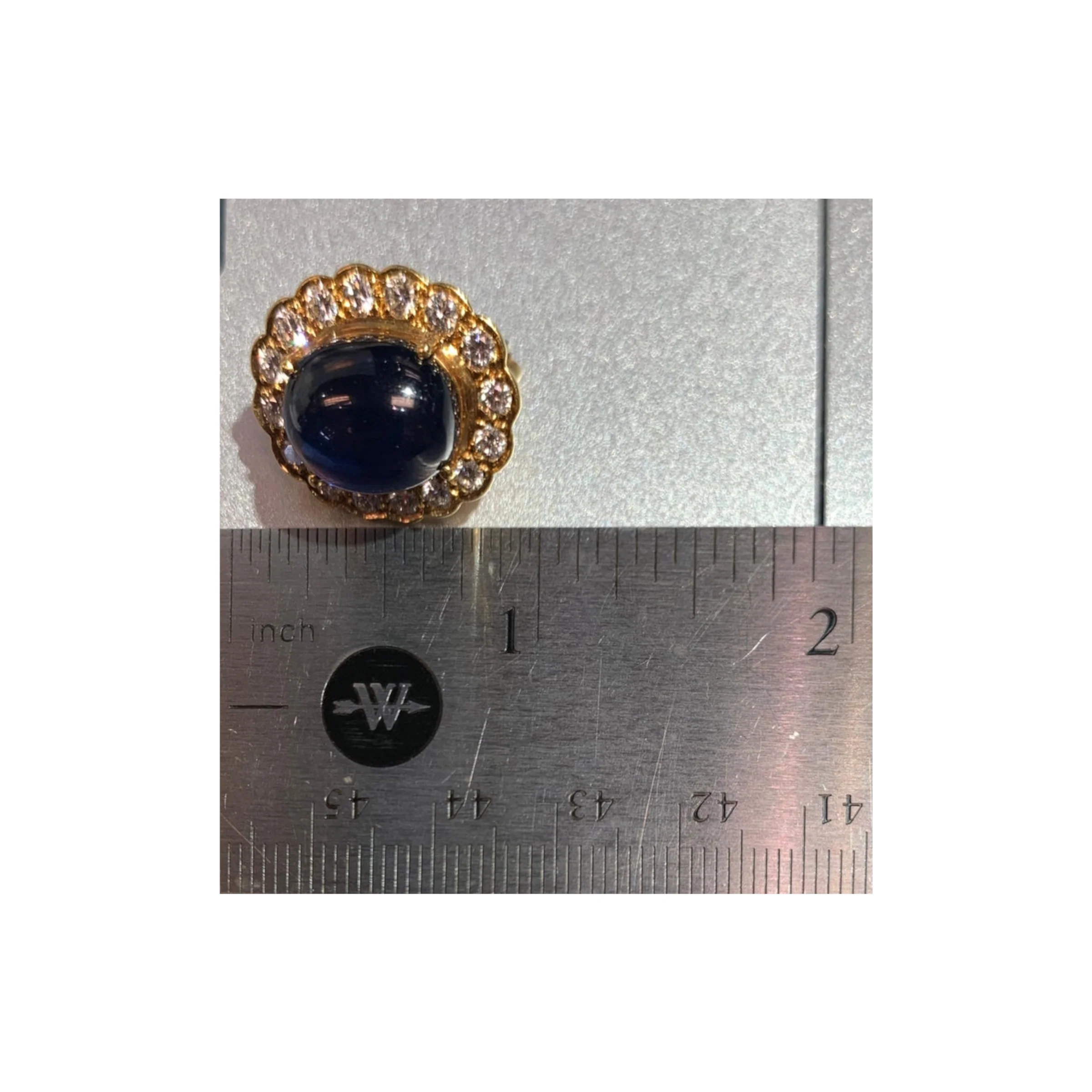 Cabochon Sapphire & Diamond Halo Earrings - Image 7