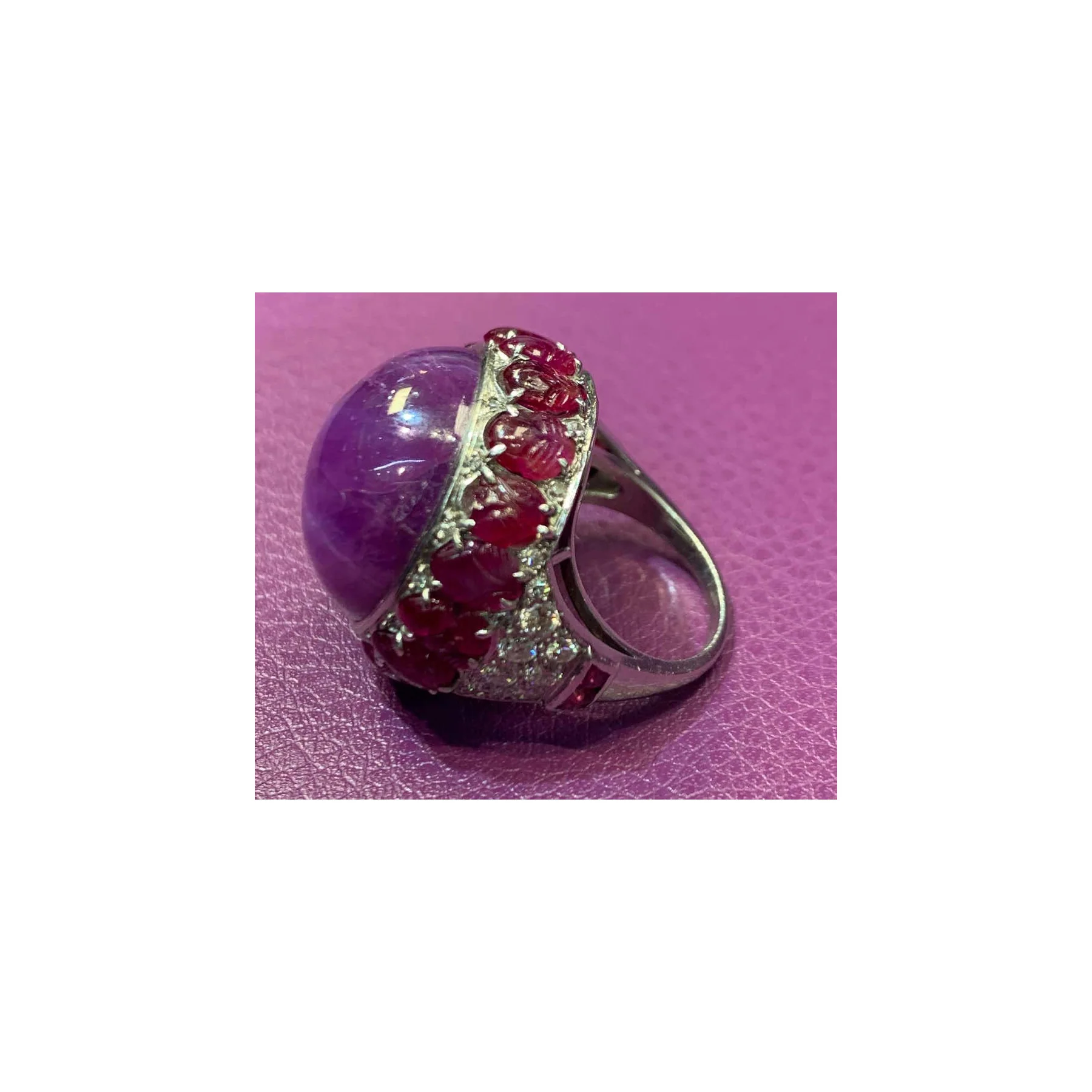 Cabochon Star Ruby Cocktail Ring - Image 3
