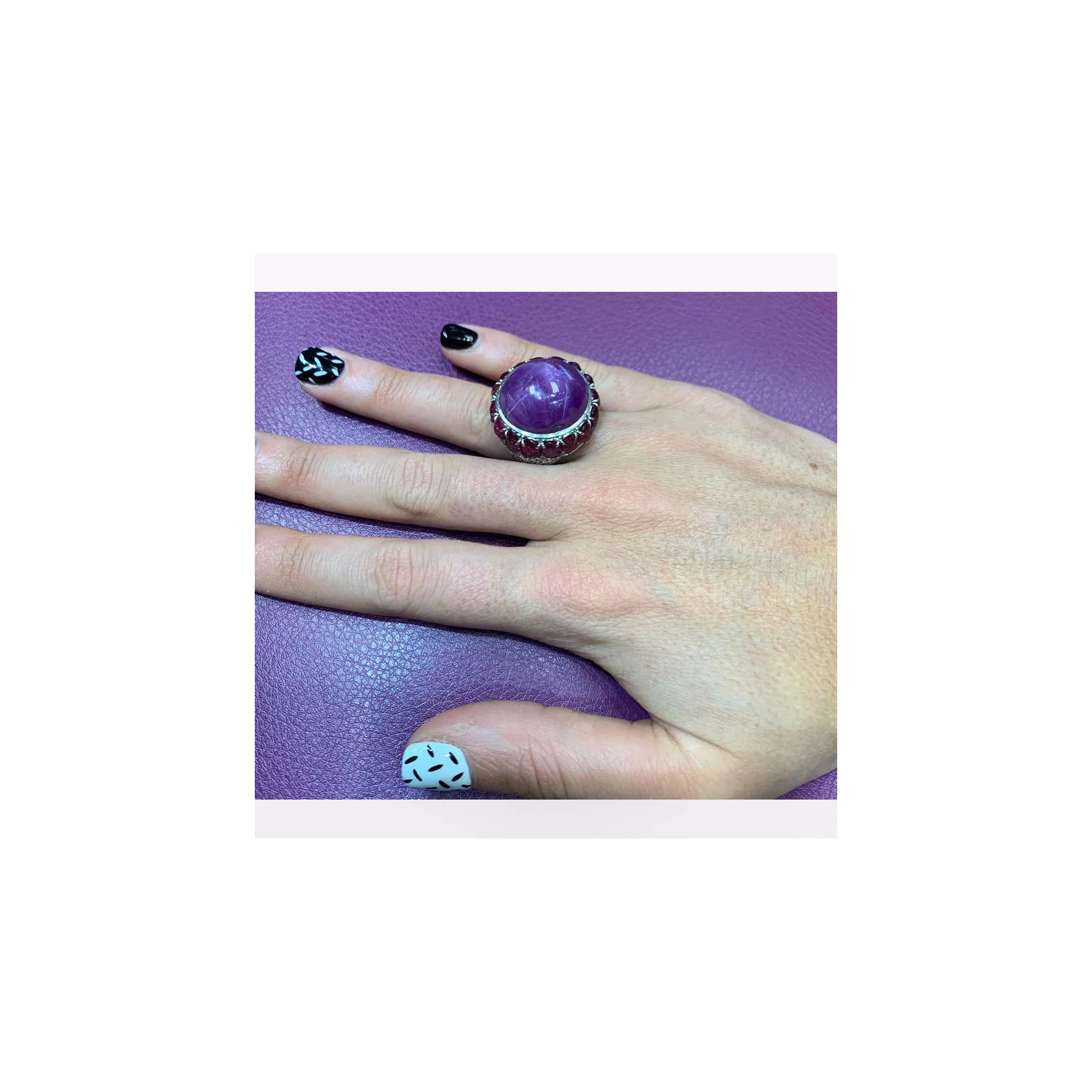 Cabochon Star Ruby Cocktail Ring - Image 4