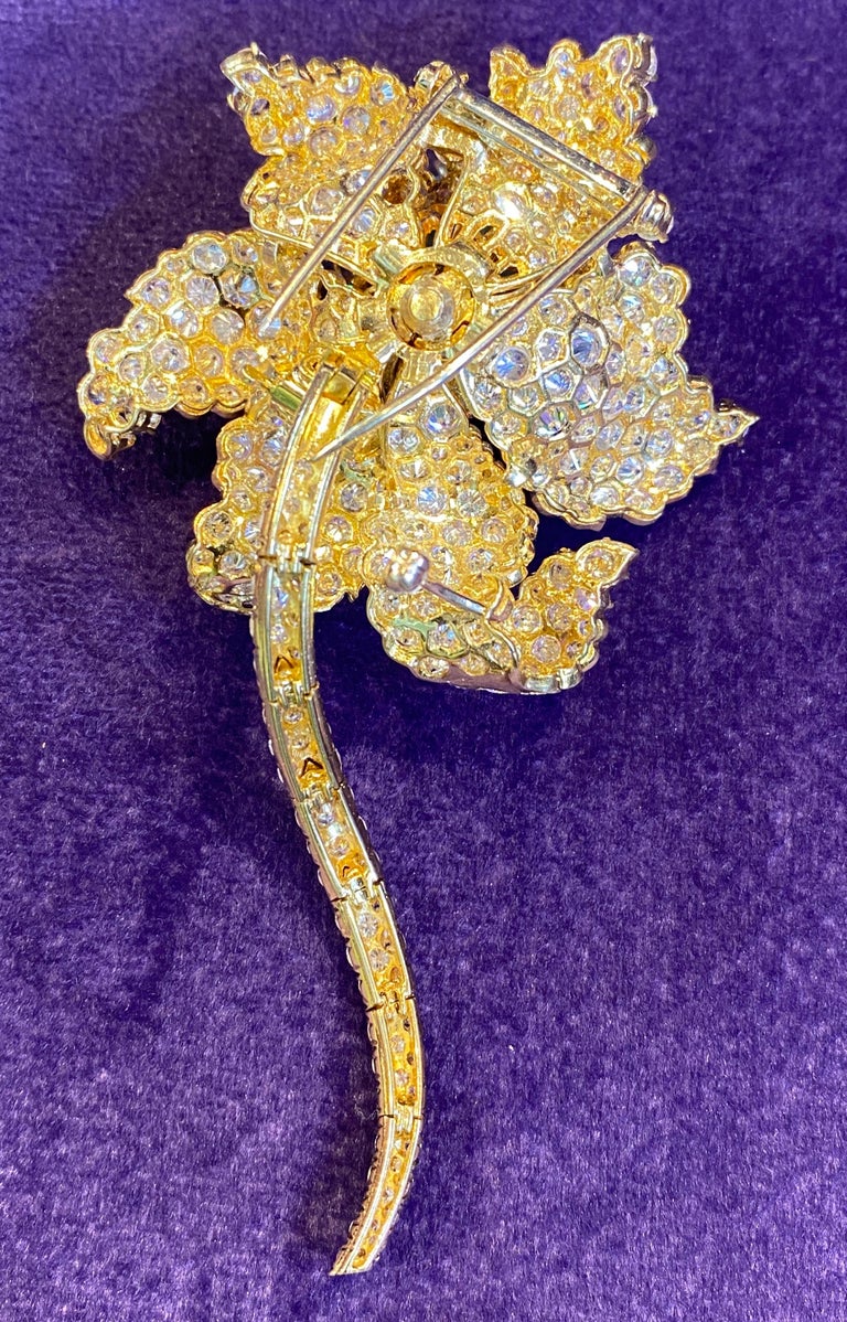 Cabochon Turquoise & Diamond Flower Brooch - Image 4