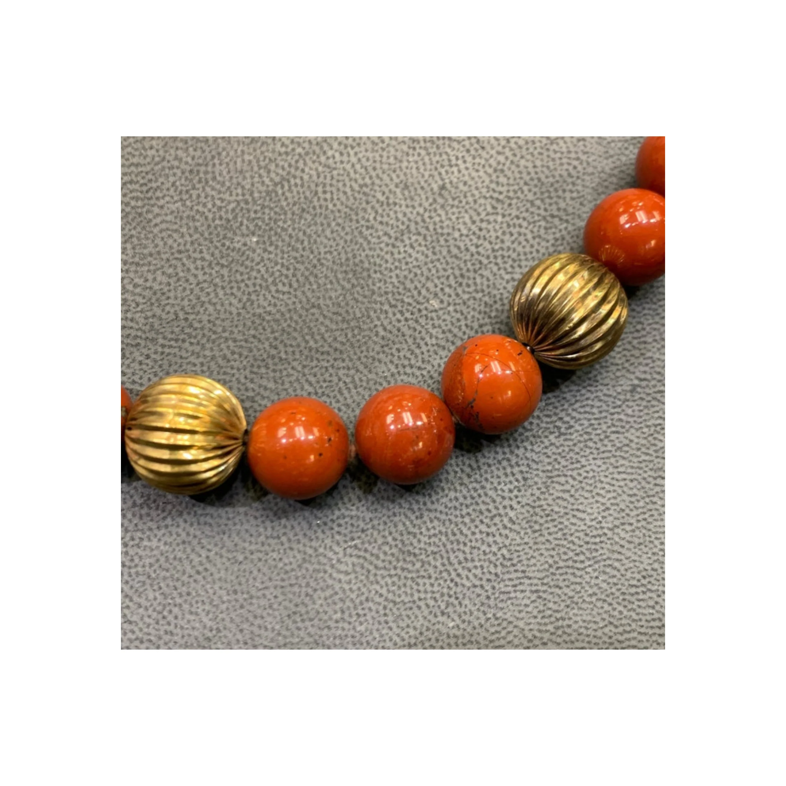 Carnelian & Gold Bead Necklace - Image 9