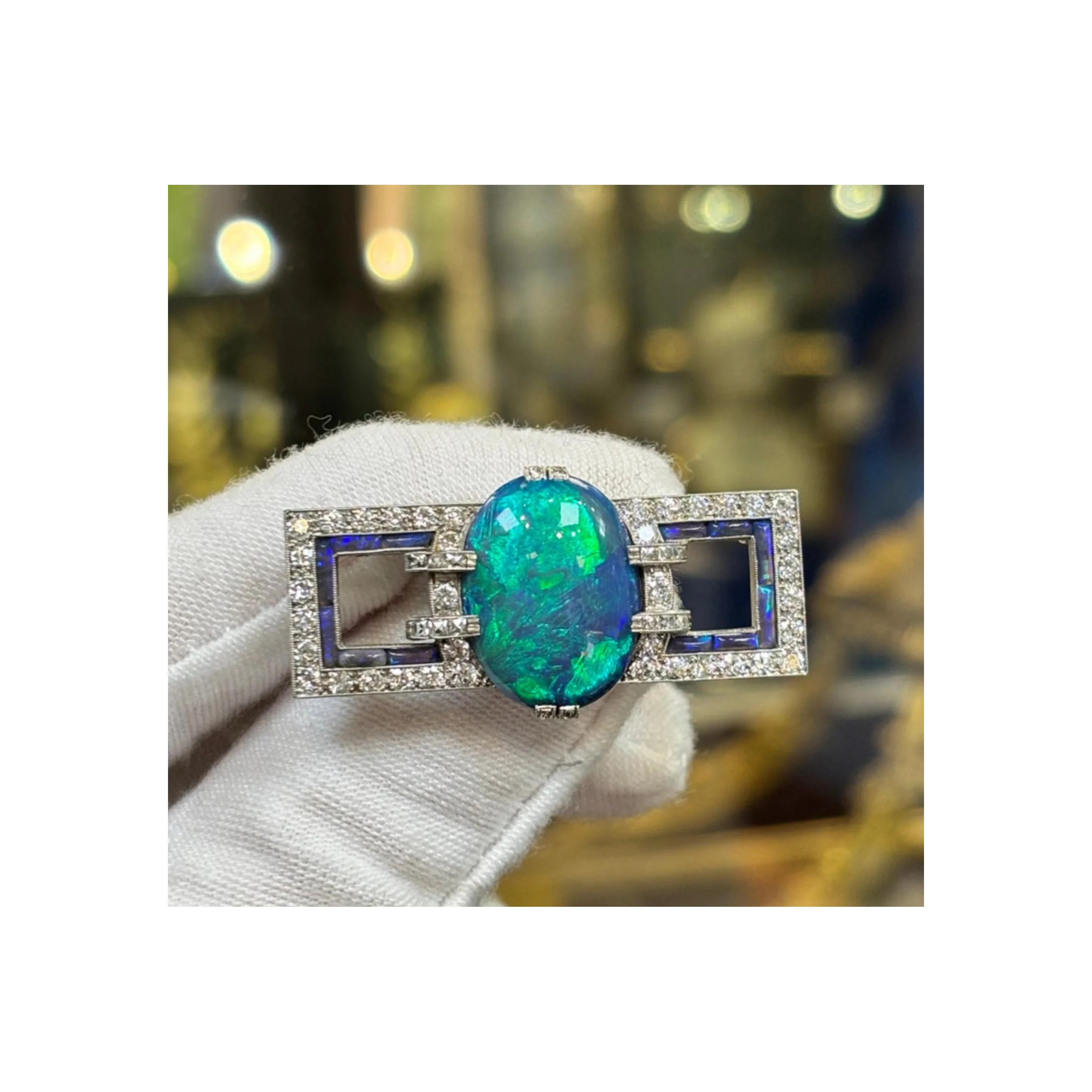 Cartier Art Deco Certified Opal and Diamond Brooch - Image 3