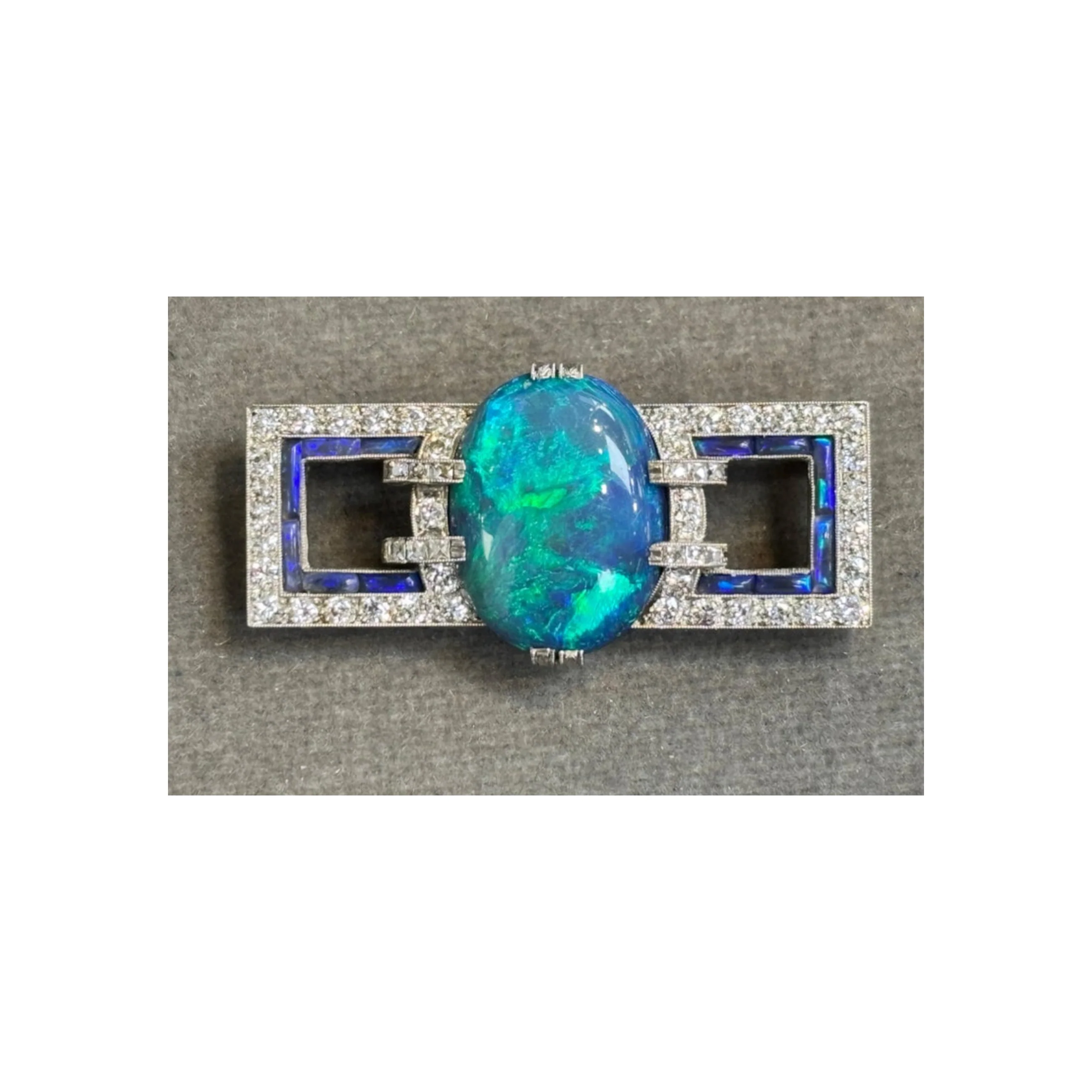 Cartier Art Deco Certified Opal and Diamond Brooch - Image 7