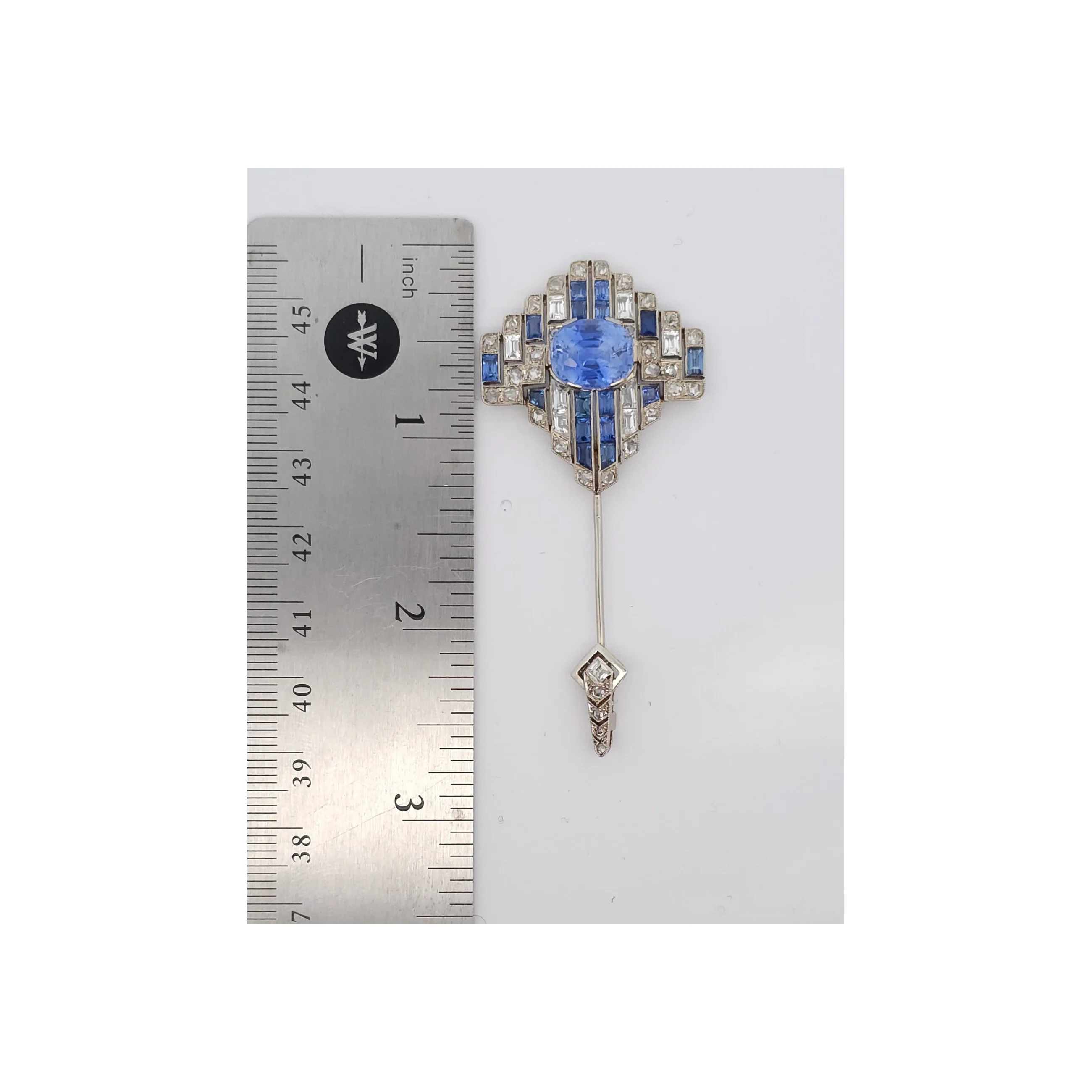 Art Deco Sapphire Jabot Brooch - Image 3