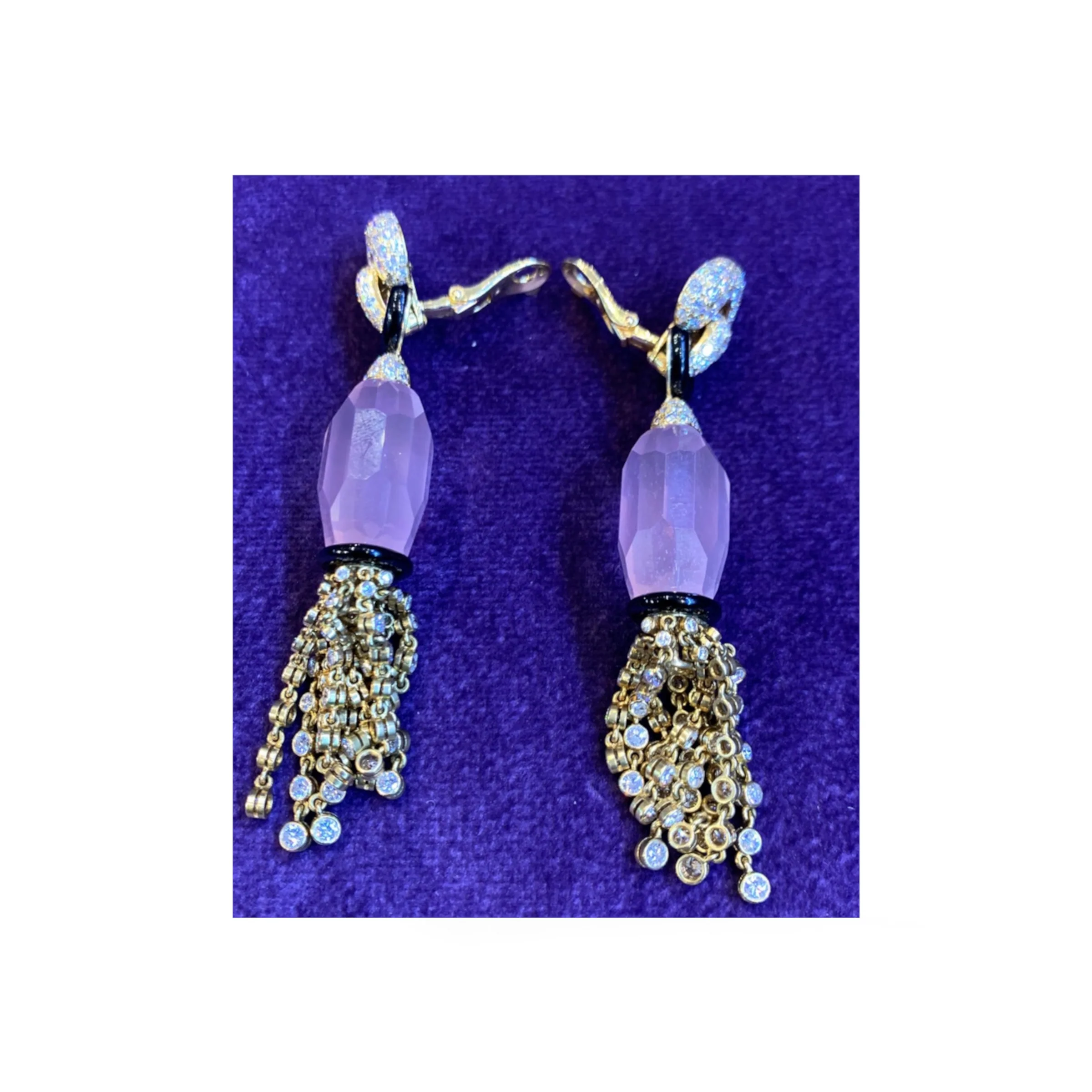 Cartier Rose Quartz Diamond Tassel Earrings - Image 4