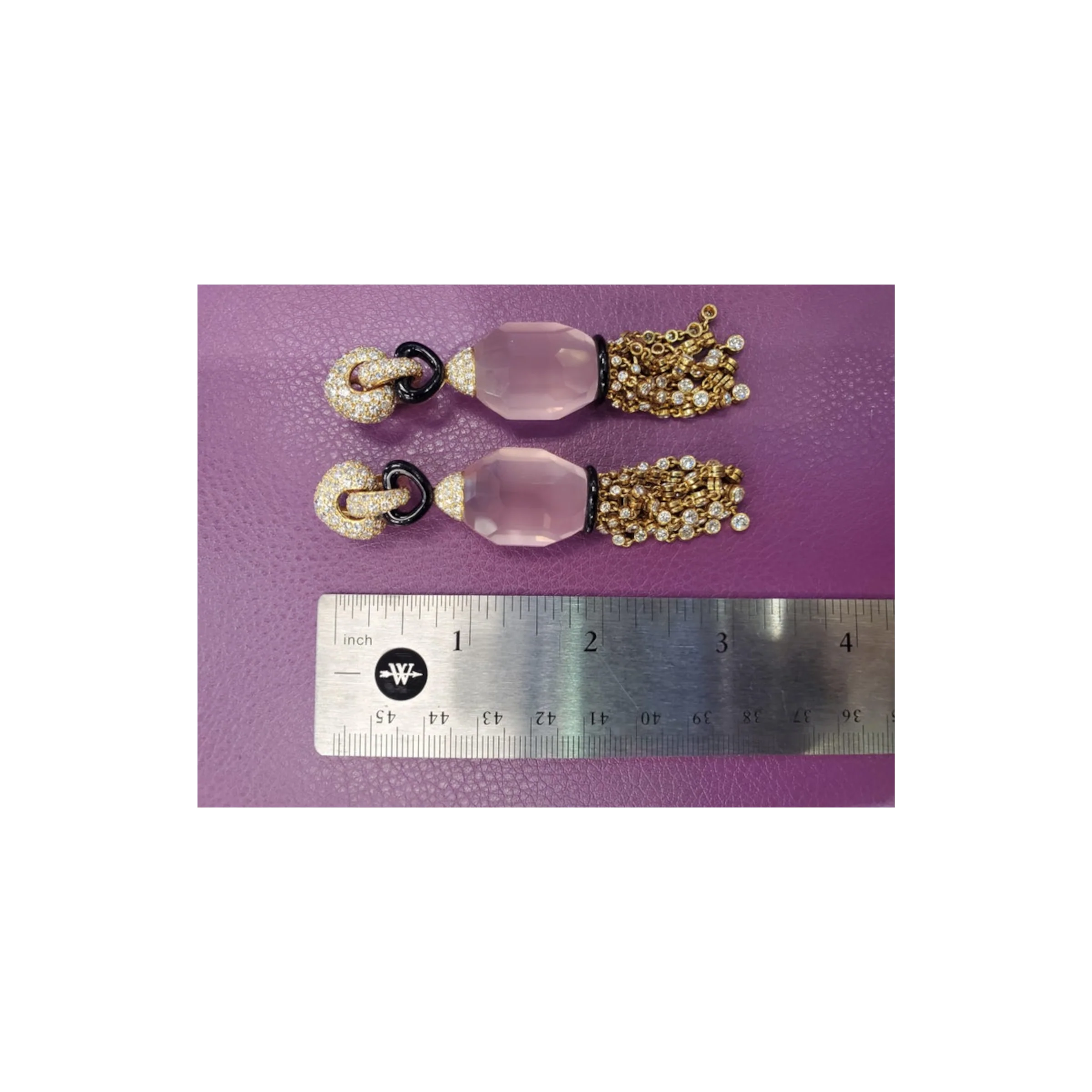 Cartier Rose Quartz Diamond Tassel Earrings - Image 5