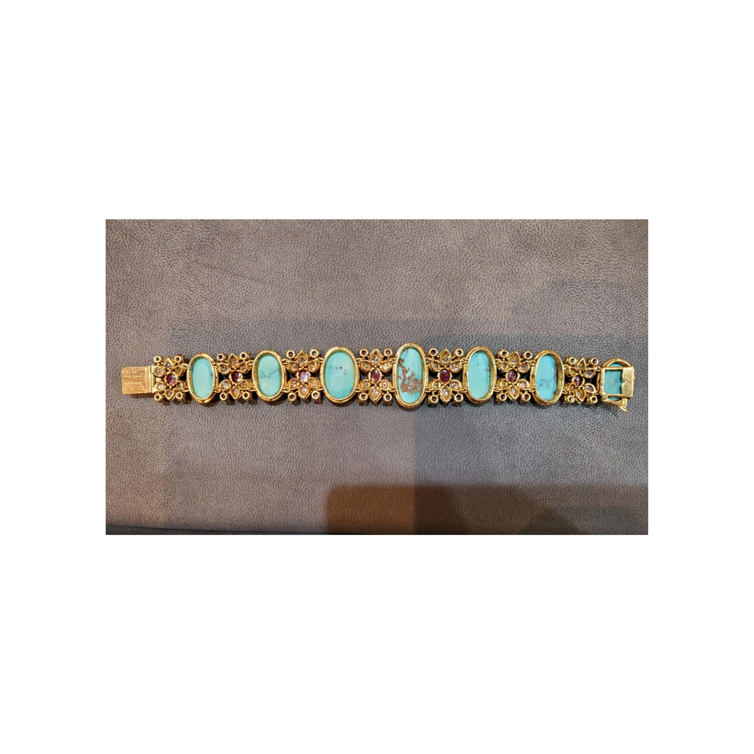 Indian Inspired Turquoise Diamond and Ruby Bracelet by Cartier - Image 11