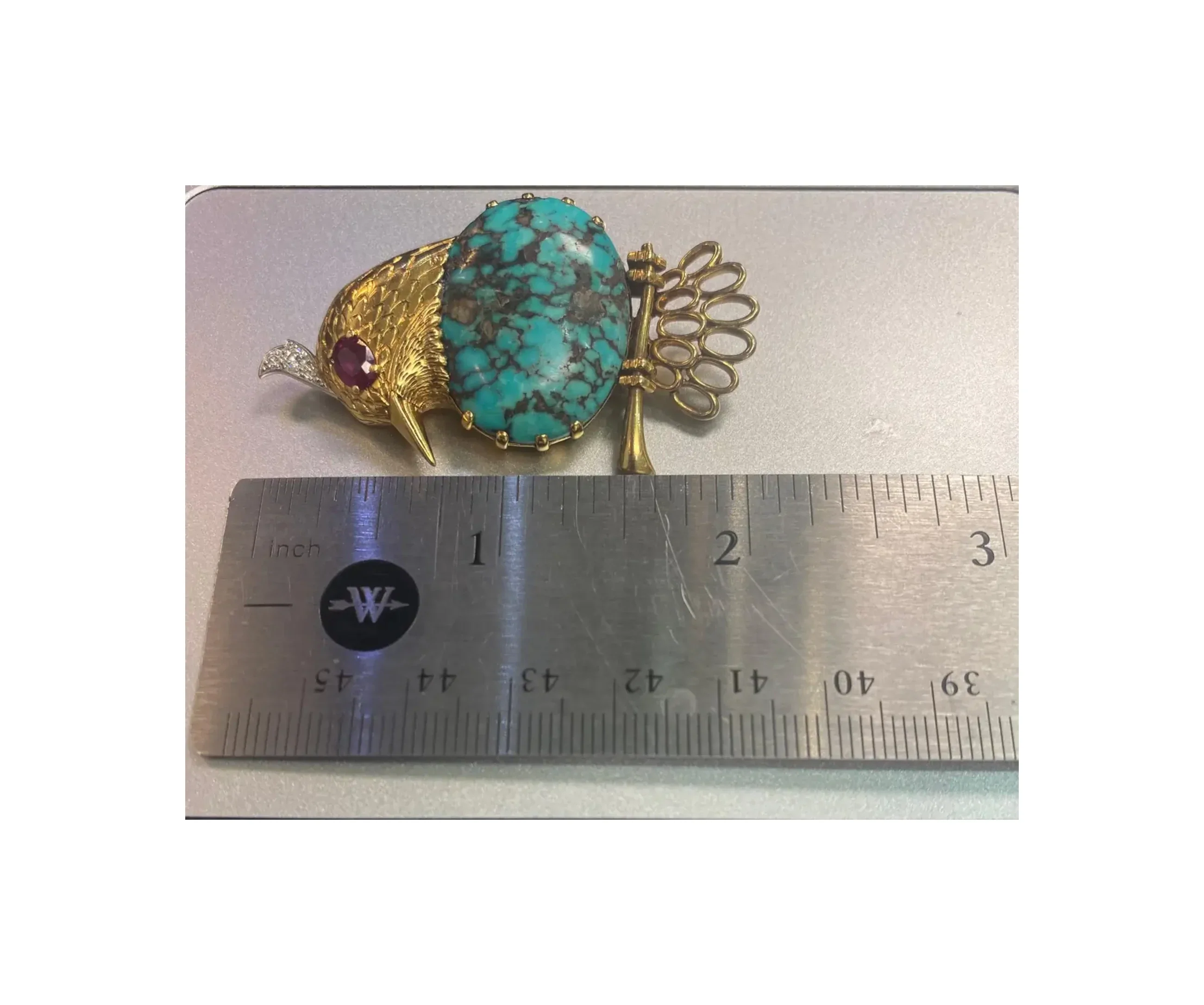 Cartier Turquoise & Diamond Bird Brooch - Image 5