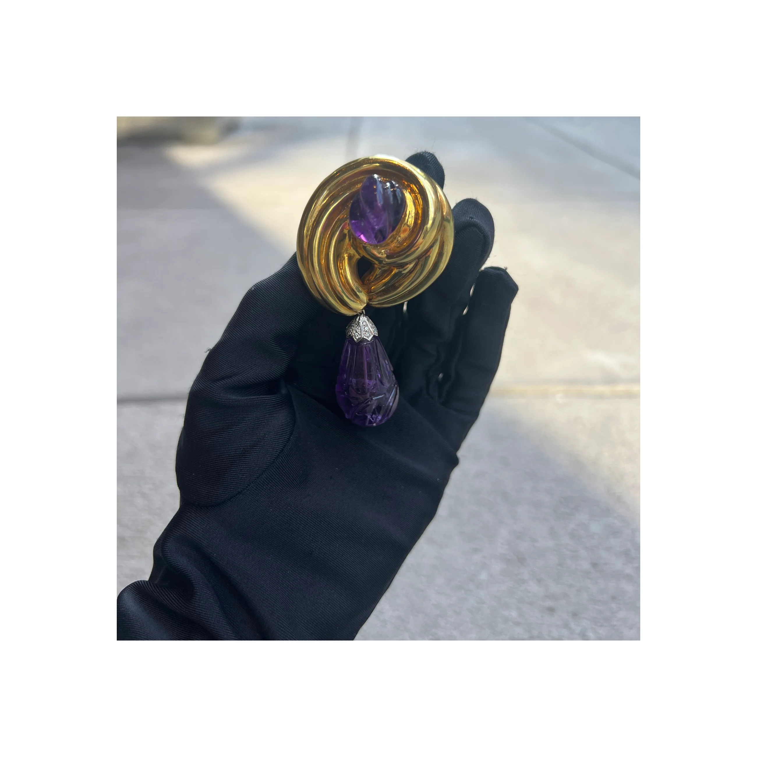 Carved Amethyst Brooch - Image 3