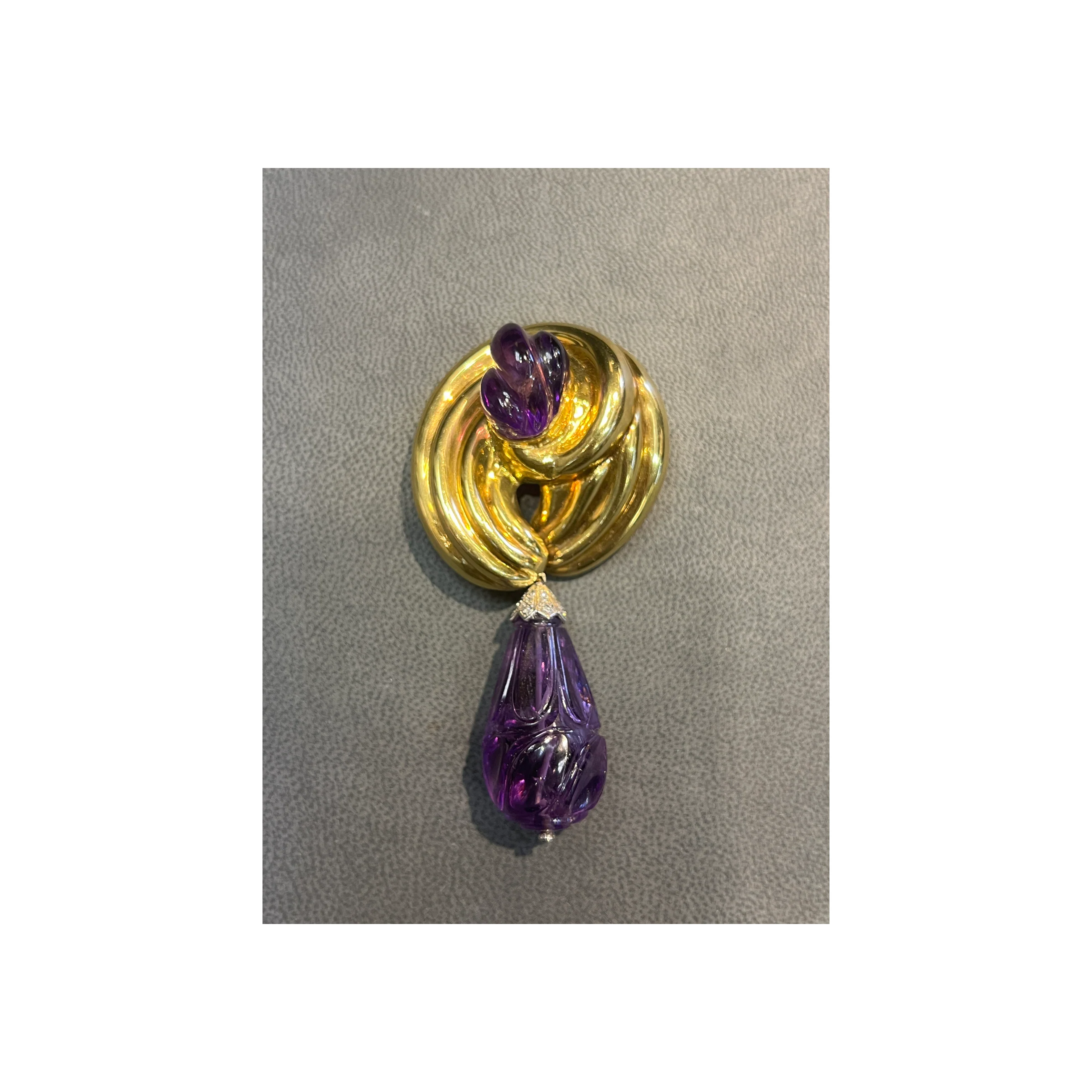 Carved Amethyst Brooch - Image 4