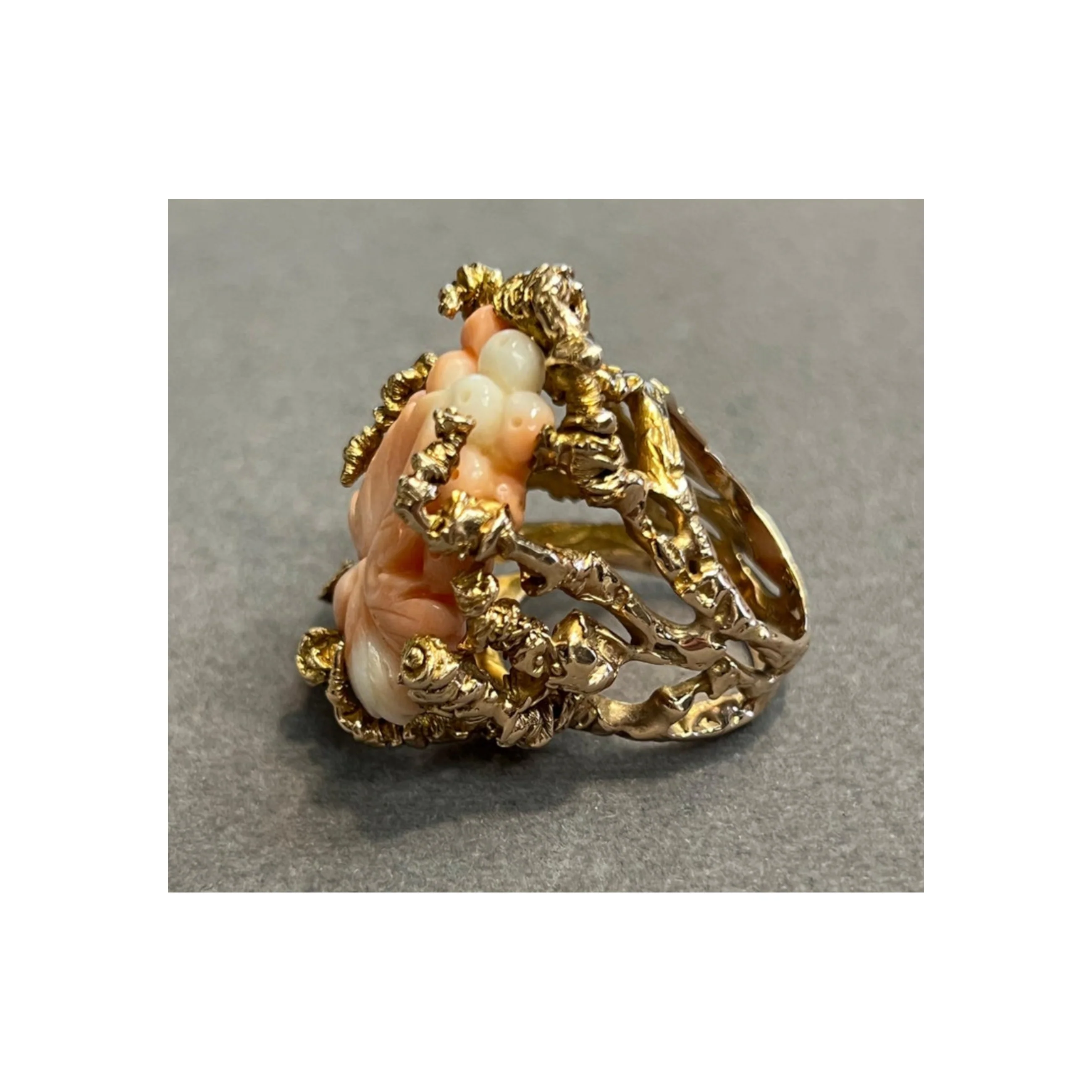 Carved Coral Flower Ring - Image 12