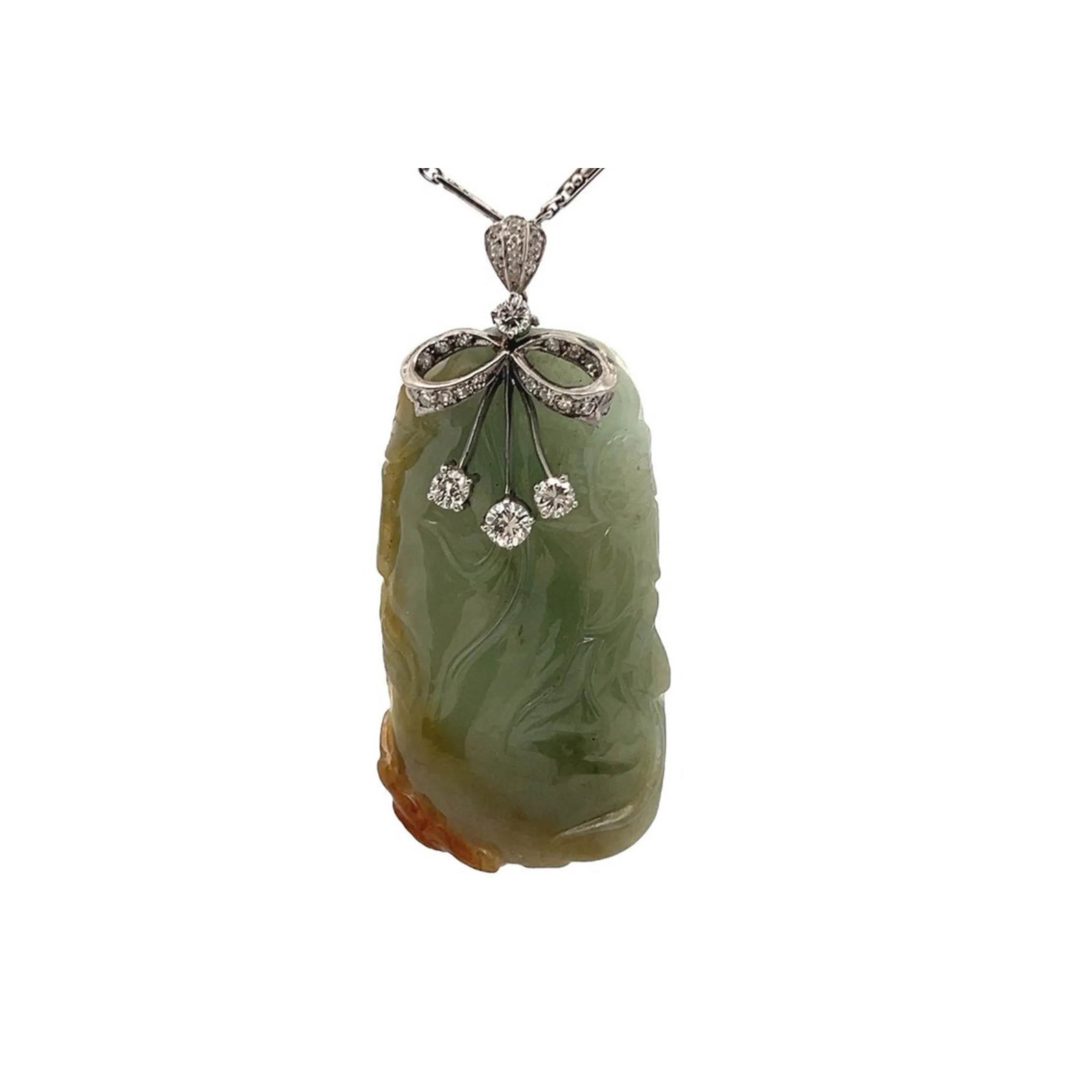 Carved Jade Pendant Necklace - Image 7