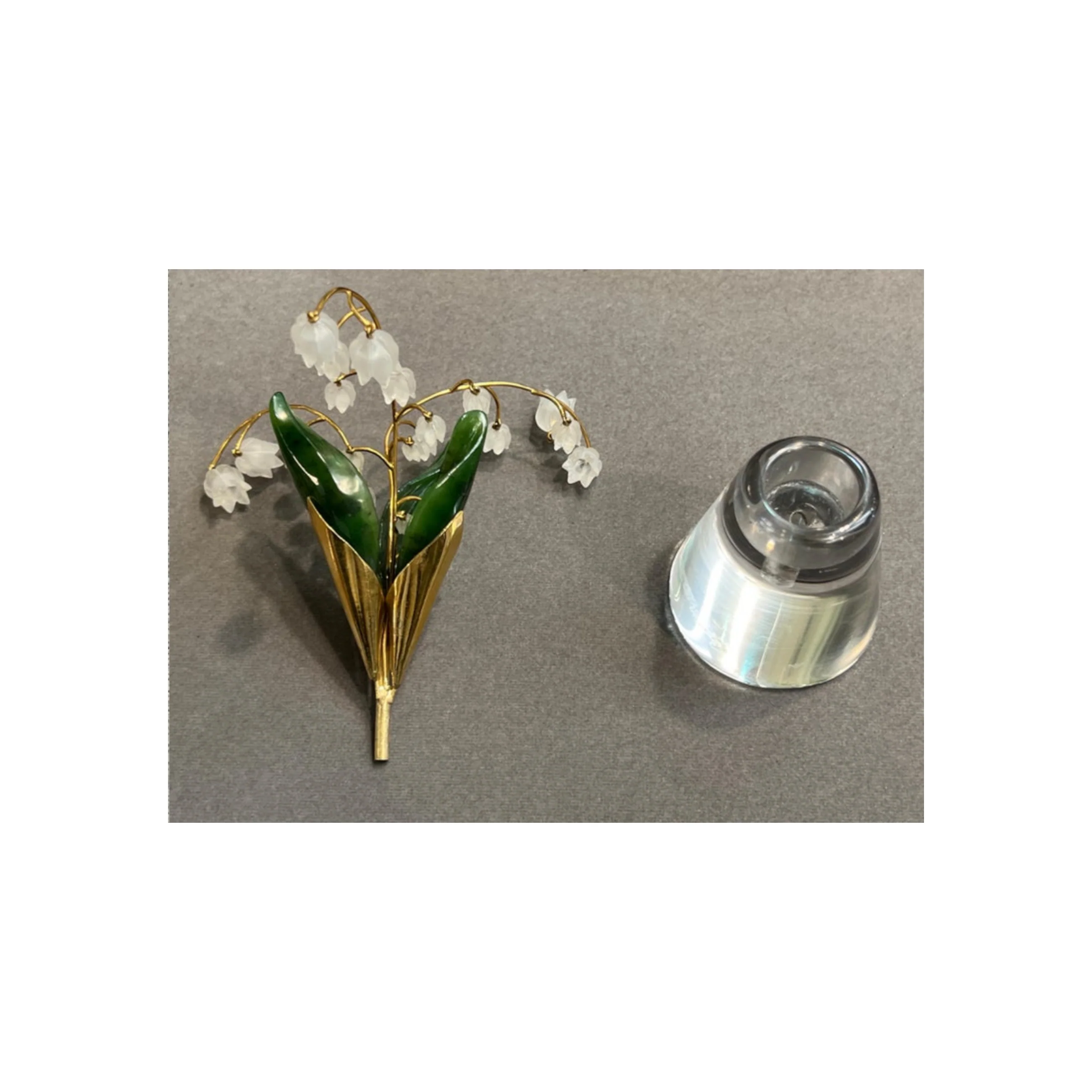 Carved Nephrite and Rock Crystal Gold Flower Pot - Image 10