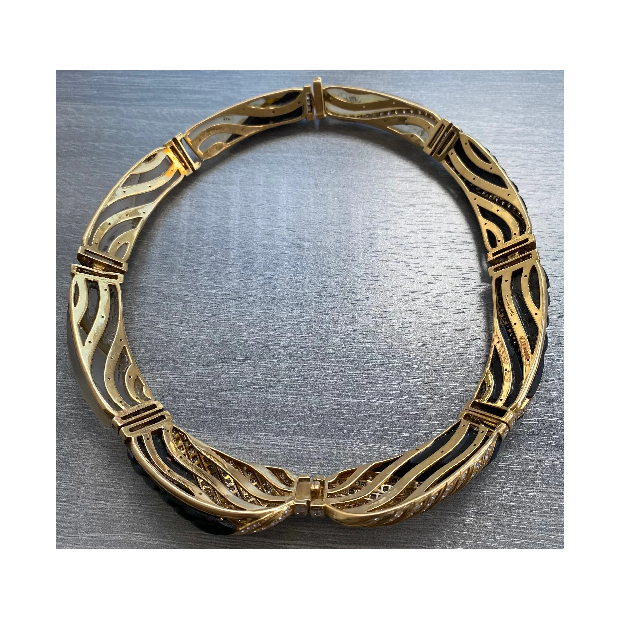 Carved Onyx and Rock Crystal Diamond Necklace - Image 6
