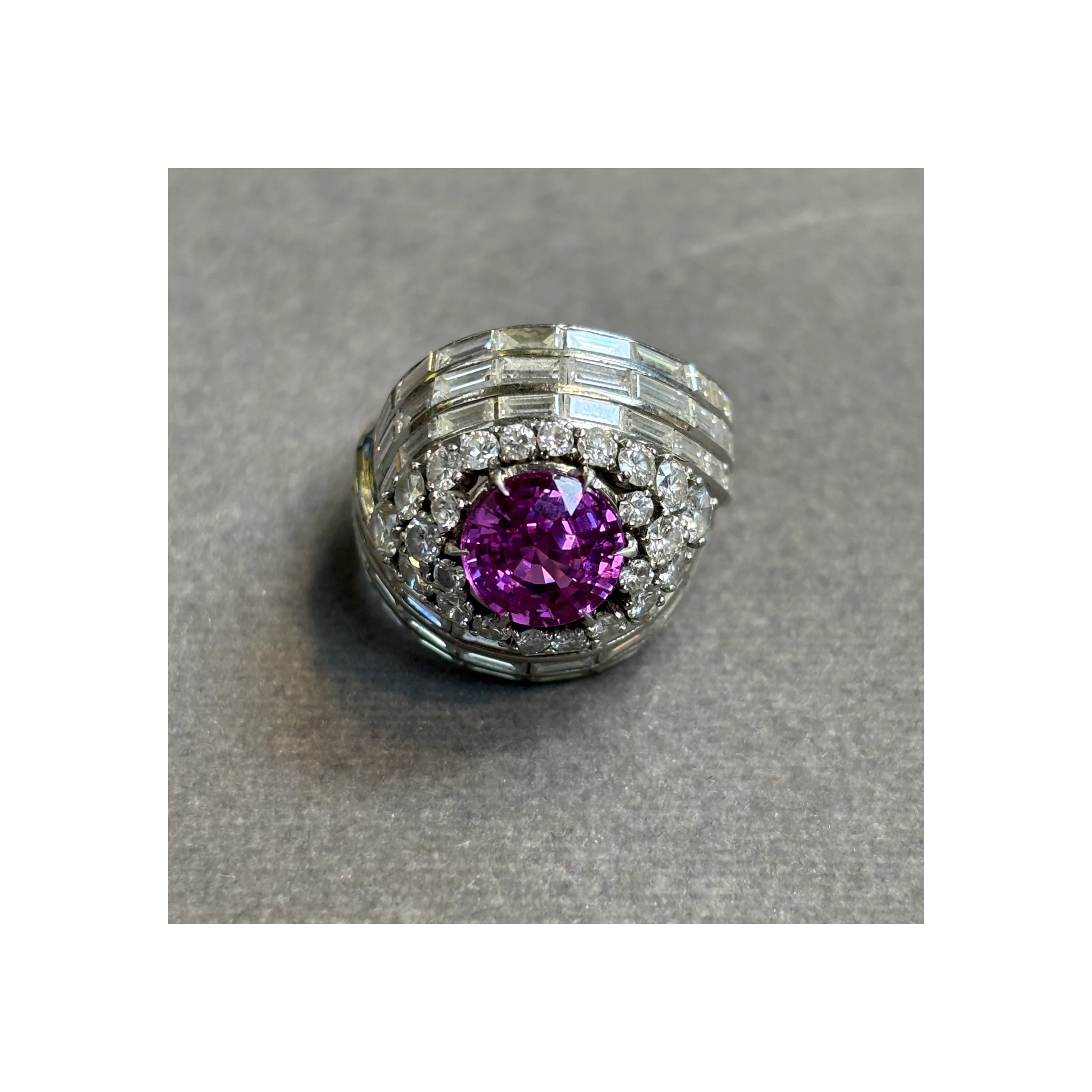 Certified 3.10 Carat Pink Sapphire and Diamond Ring - Image 7