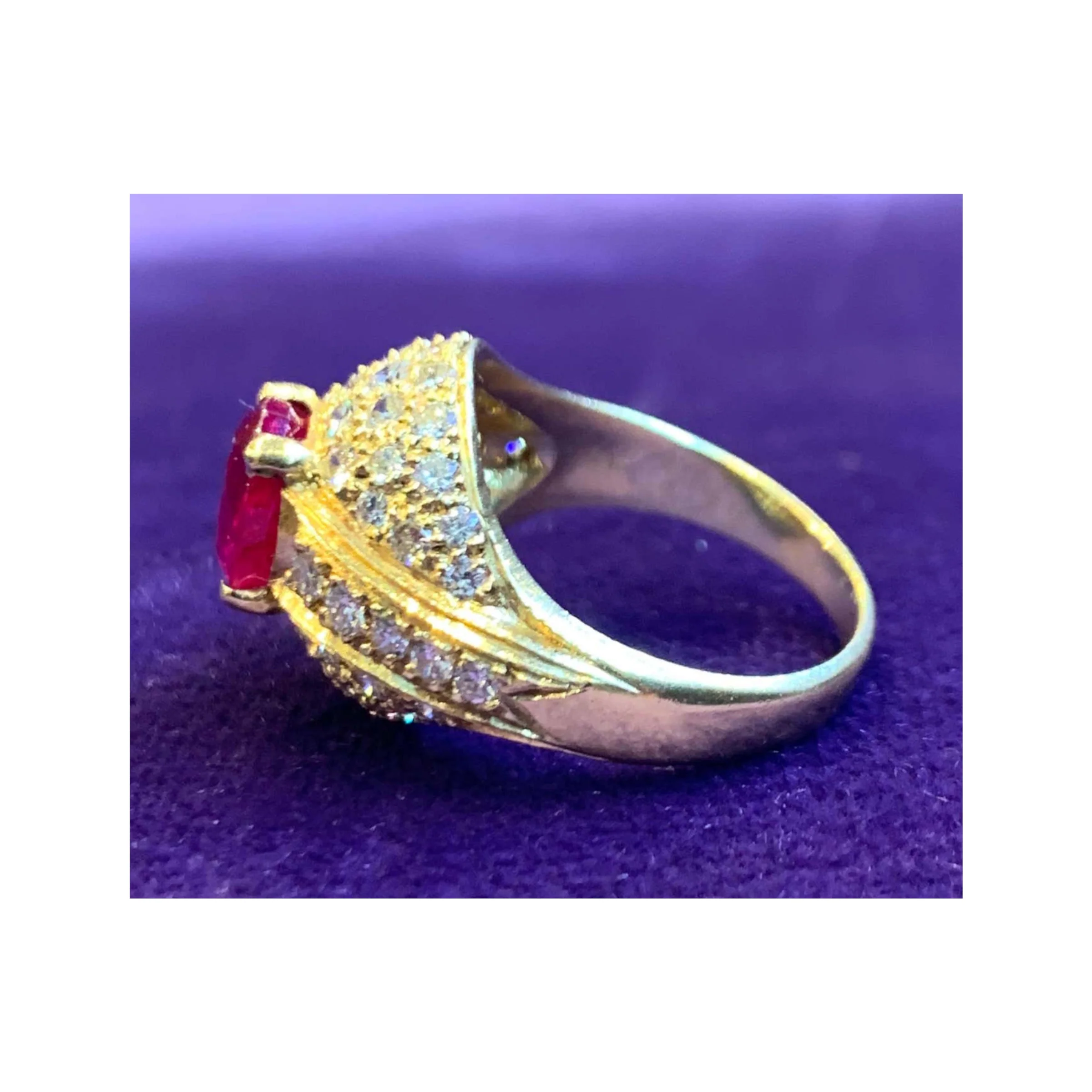 Certified Burmese Ruby & Diamond Men's Ring - Image 4