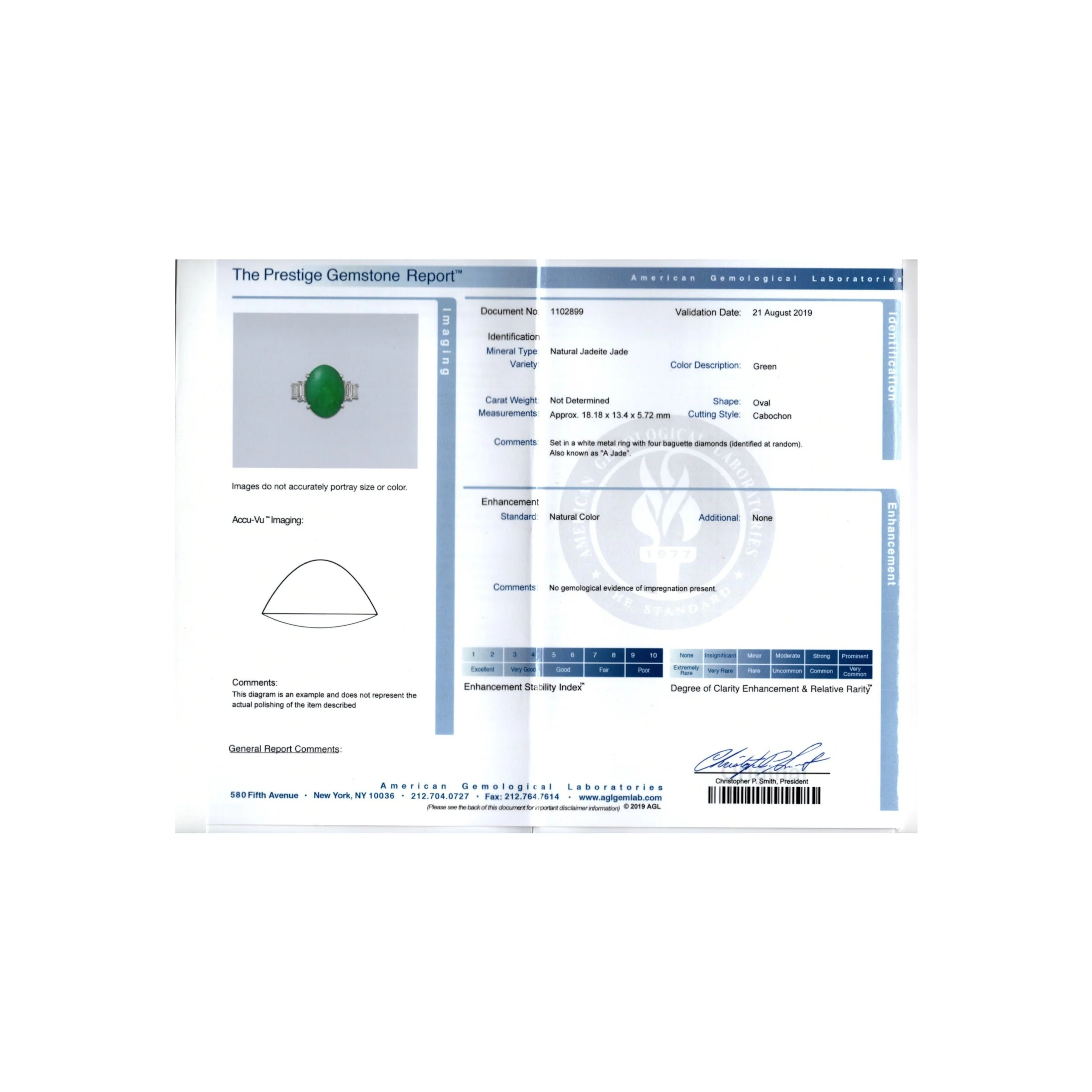 Certified Jadeite Jade and Diamond Solitaire Ring - Image 4