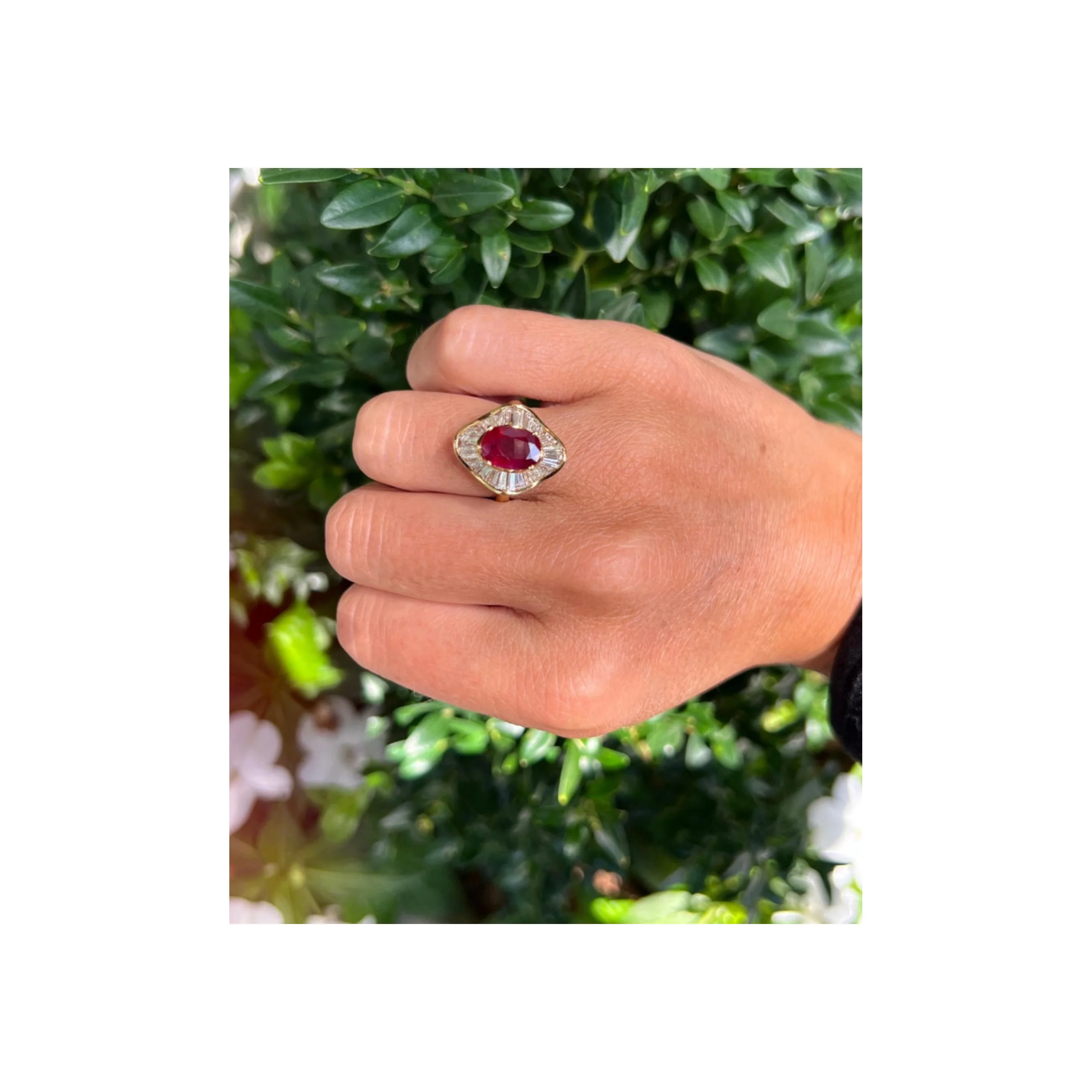 Certified Oval Ruby & Diamond Ballerina Ring - Image 2