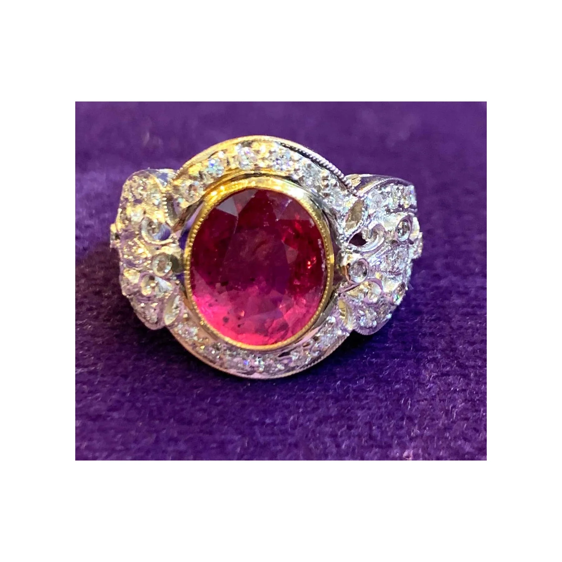 Certified Pink Sapphire & Diamond Ring - Image 3