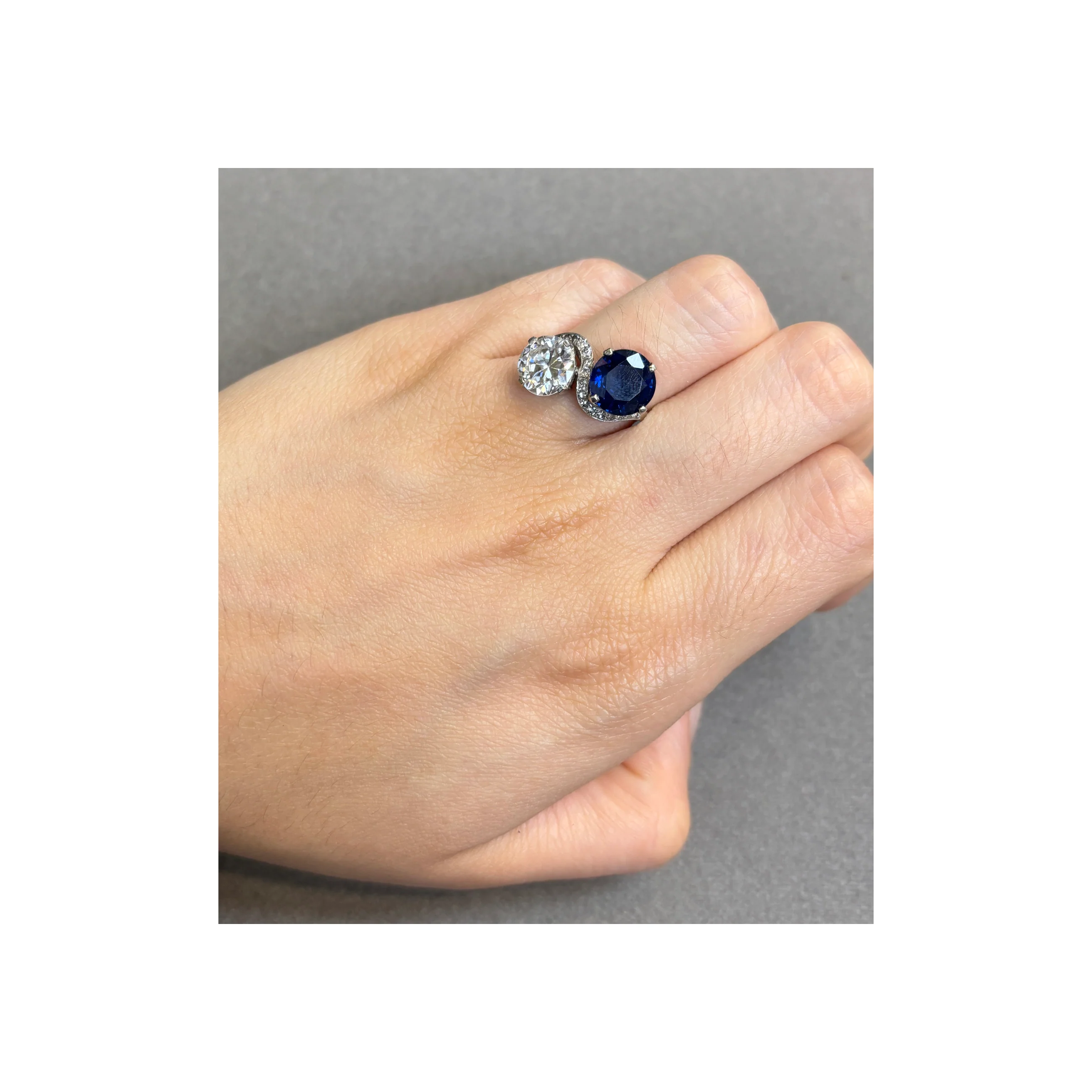 Certified Sapphire and Diamond "You and Me" Ring - Image 2