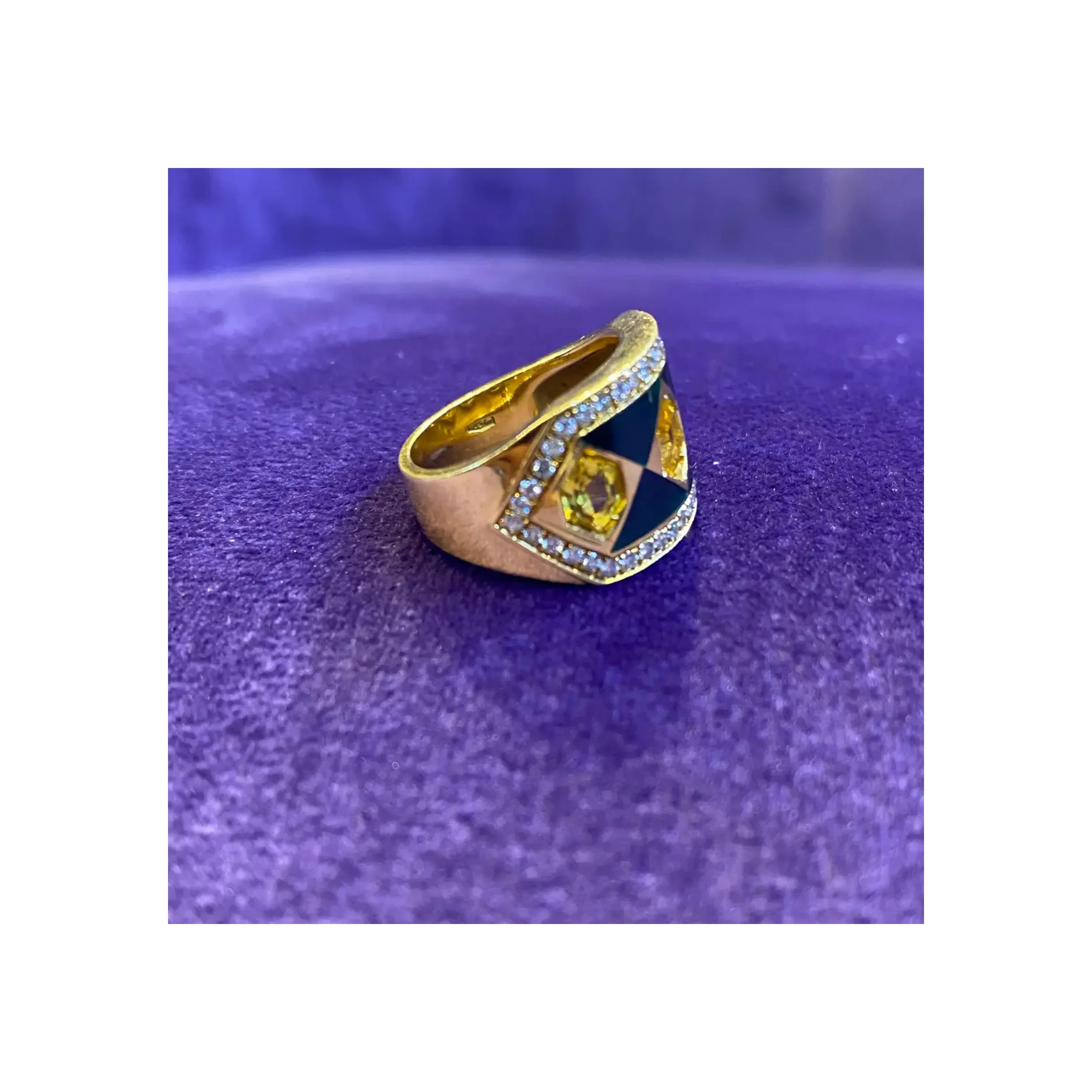 Citrine & Diamond Enamel Ring - Image 5