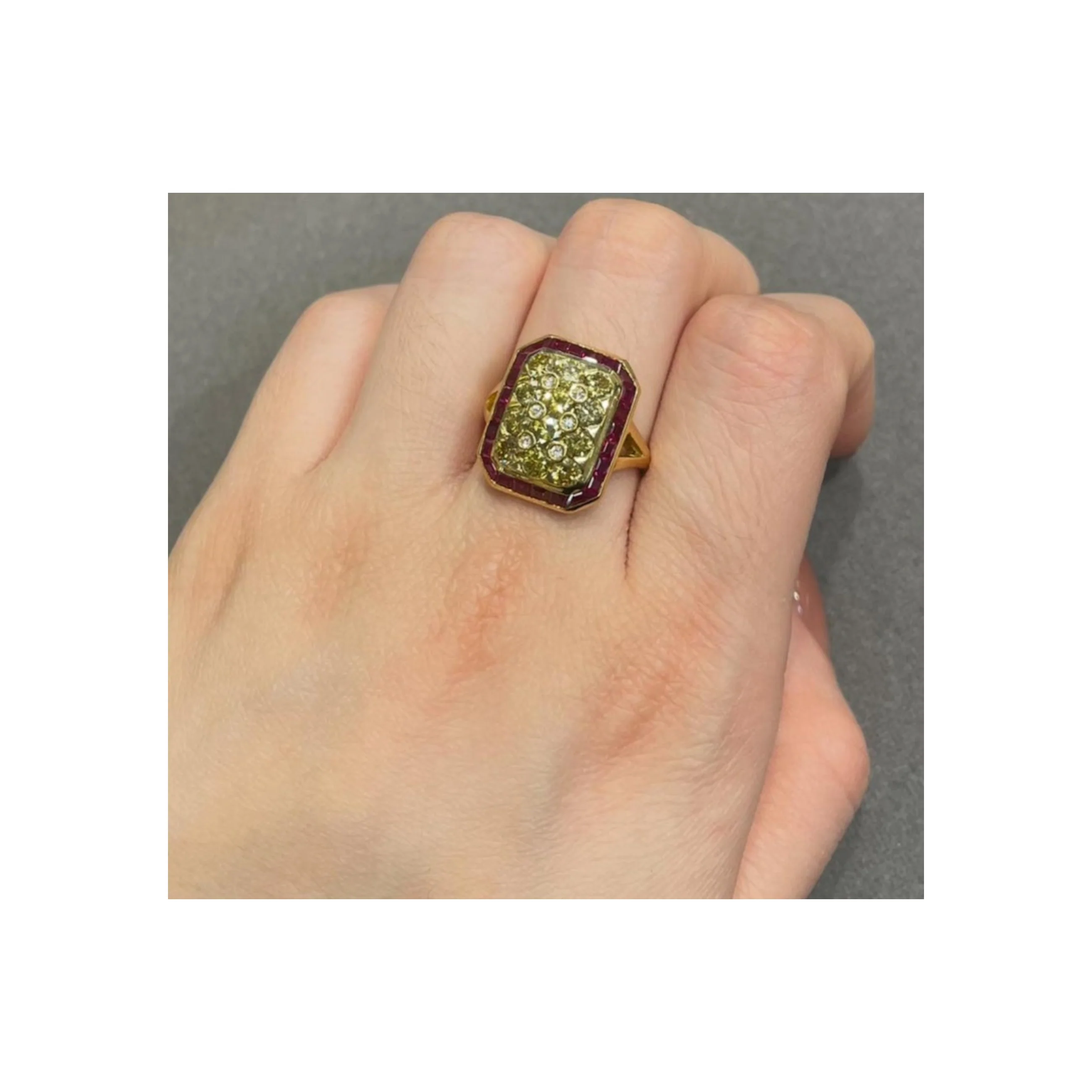 Colored Diamond and Ruby Ring - Image 2