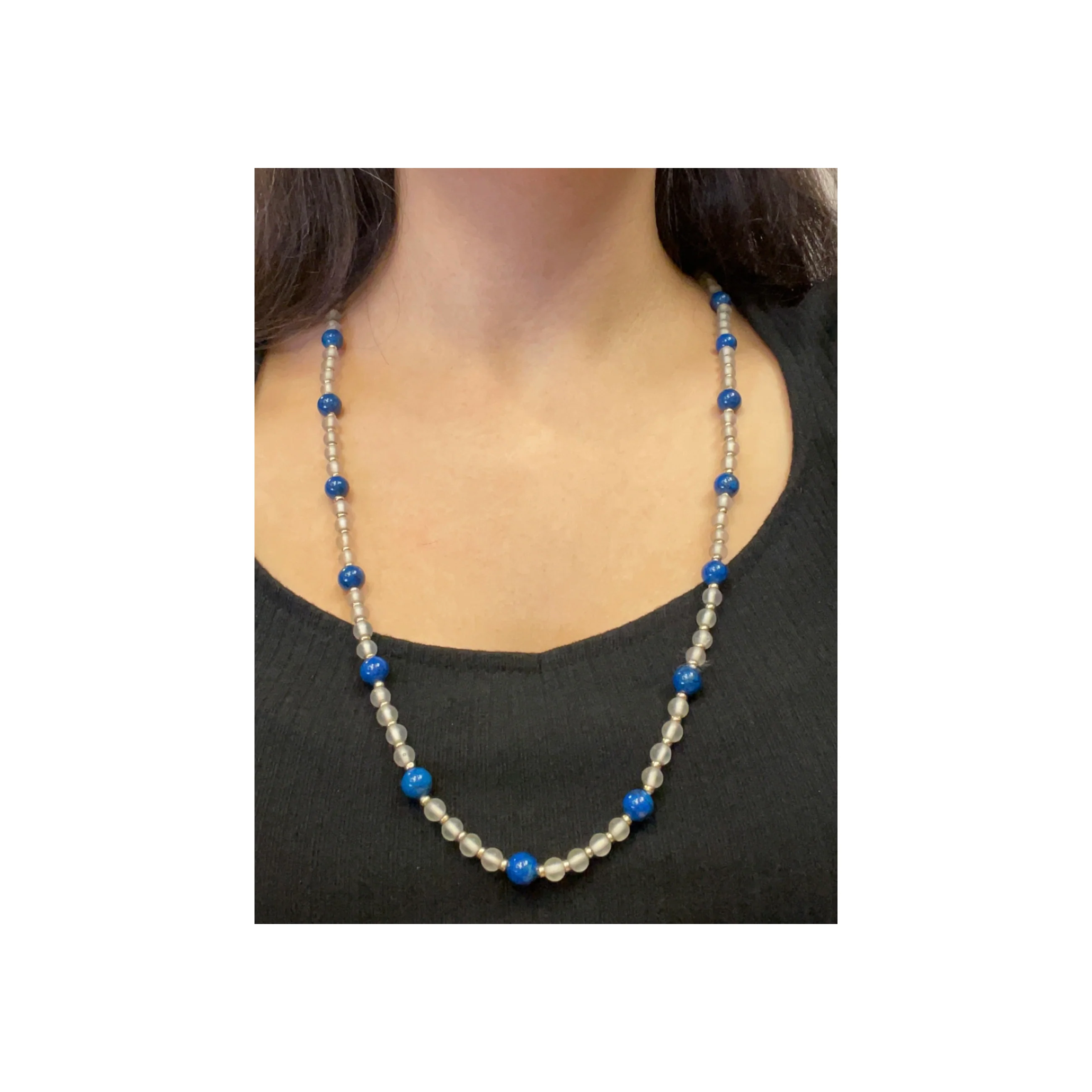 Crystal and Lapis Lazuli Beaded Necklace - Image 2