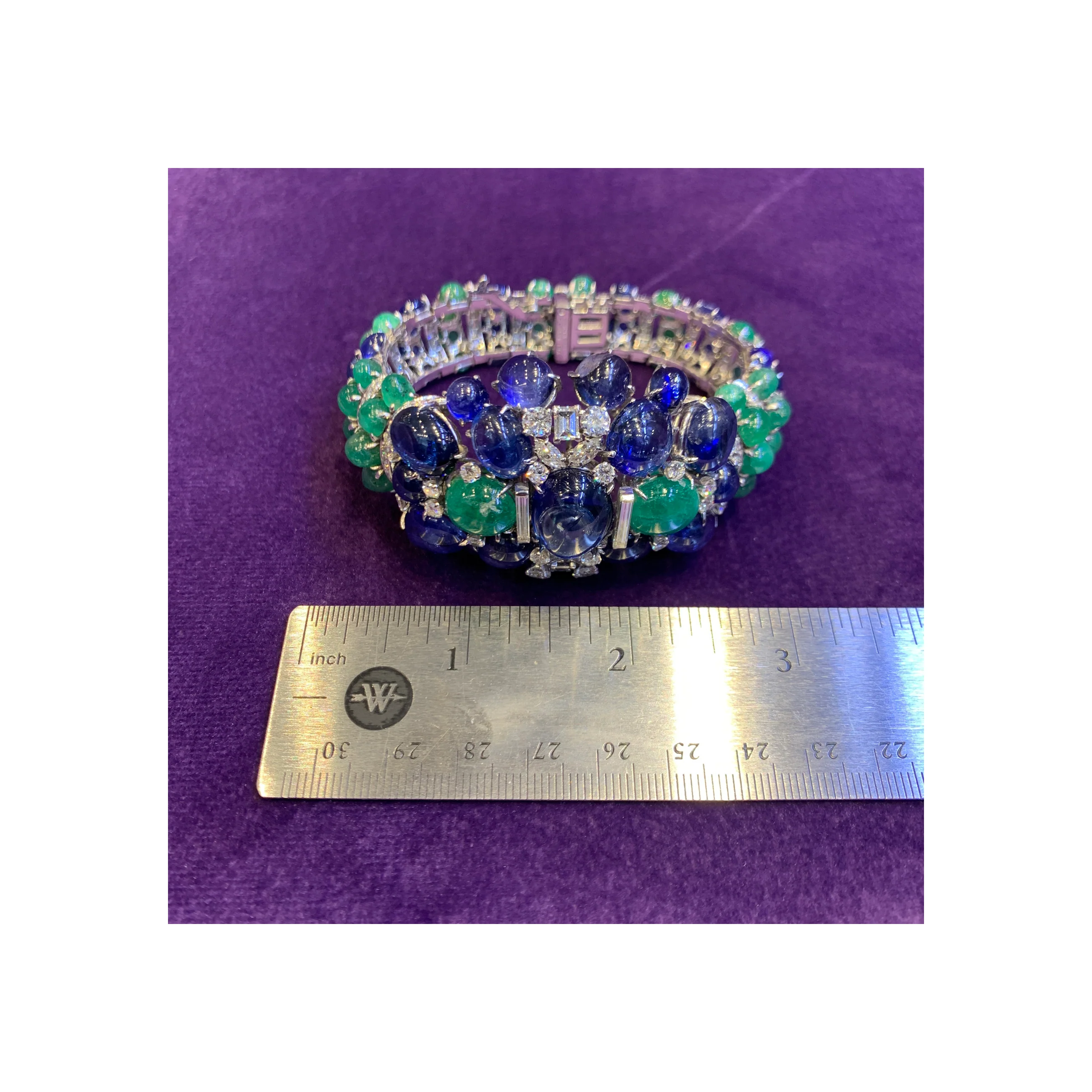 David Webb Cabochon Sapphire & Emerald Bracelet - Image 11