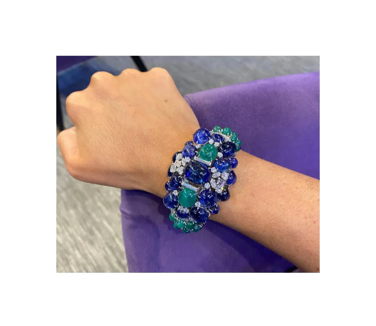 David Webb Cabochon Sapphire & Emerald Bracelet - Image 3