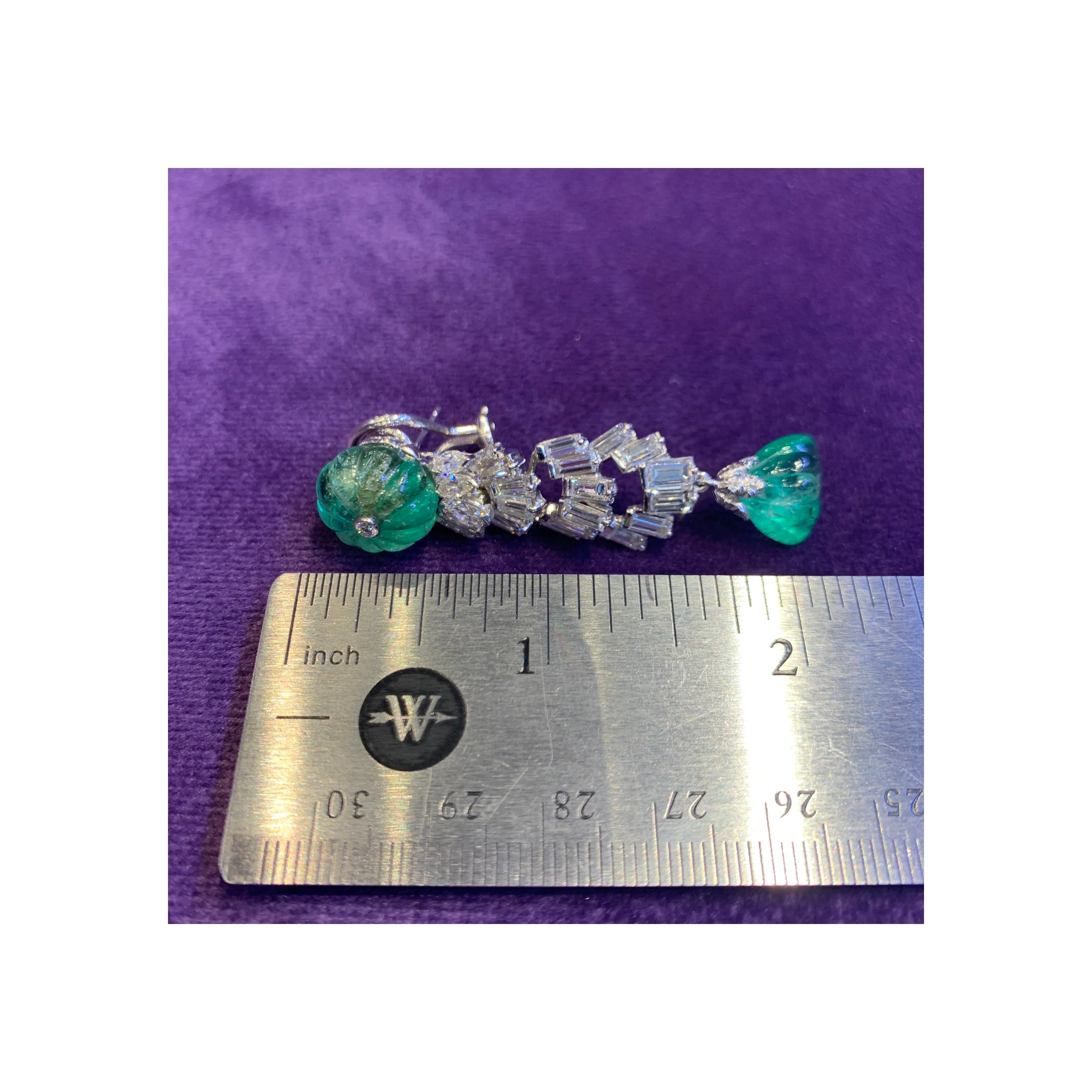 David Webb Carved Emerald & Diamond Earrings - Image 10