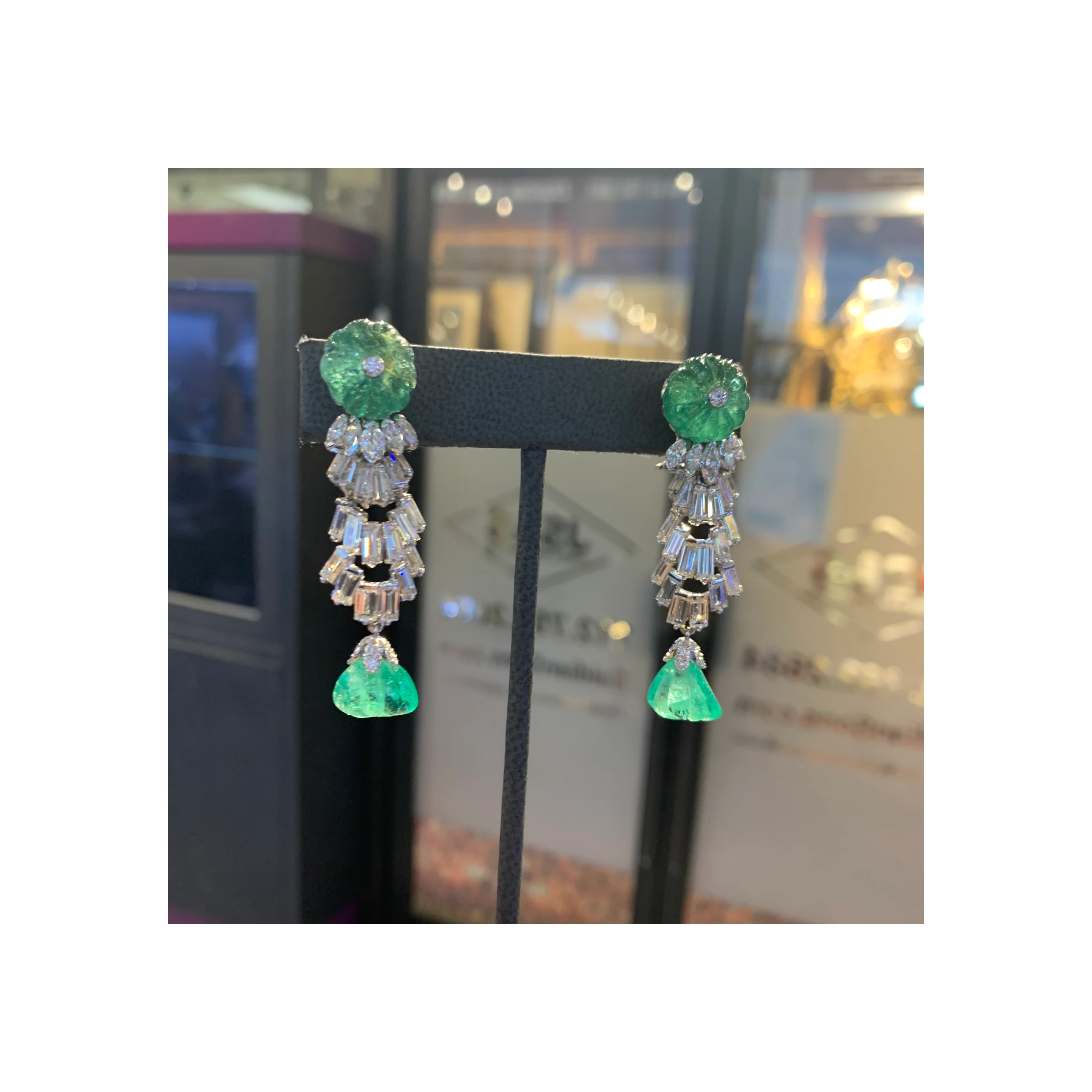 David Webb Carved Emerald & Diamond Earrings - Image 6